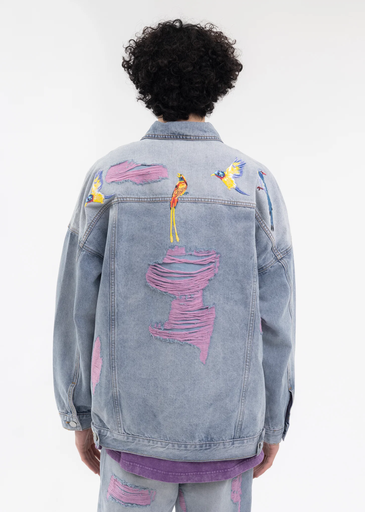 INDIGO EMBROIDERY PATCHWORK DENIM JACKET - Image 2