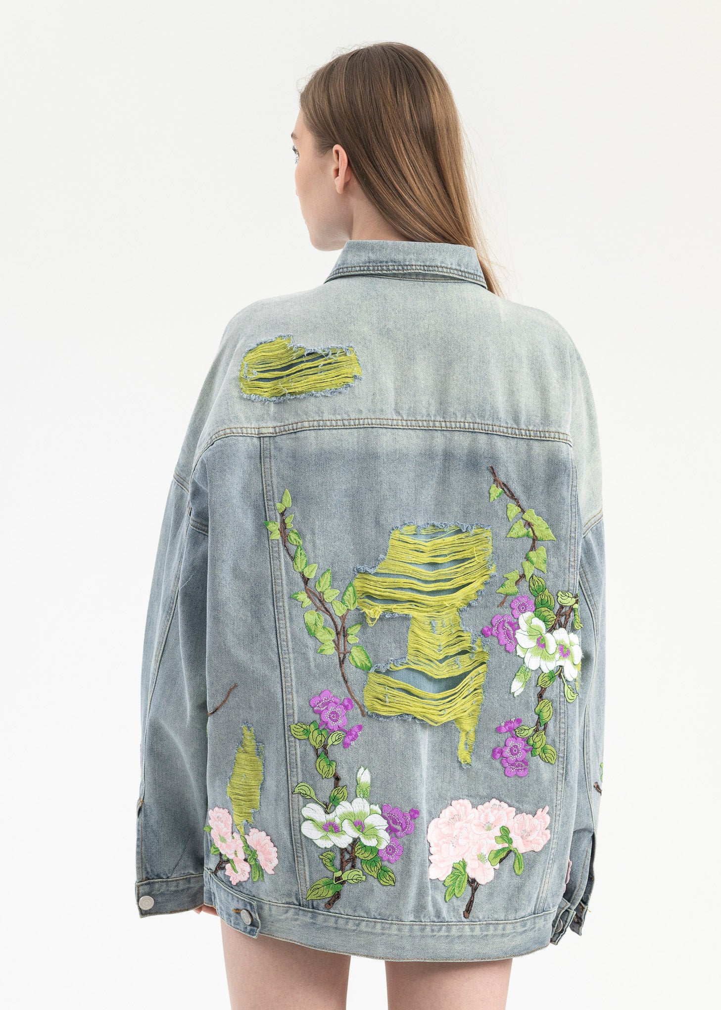 INDIGO EMBROIDERY PATCHWORK DENIM JACKET - Image 2