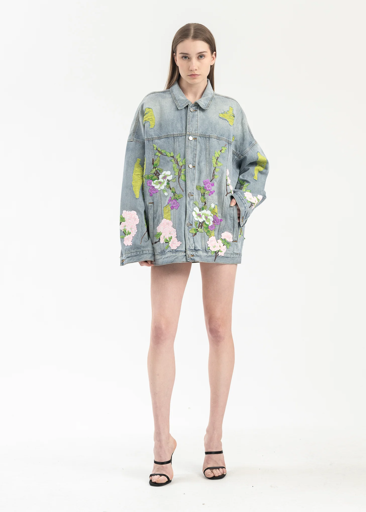 INDIGO EMBROIDERY PATCHWORK DENIM JACKET - Image 5
