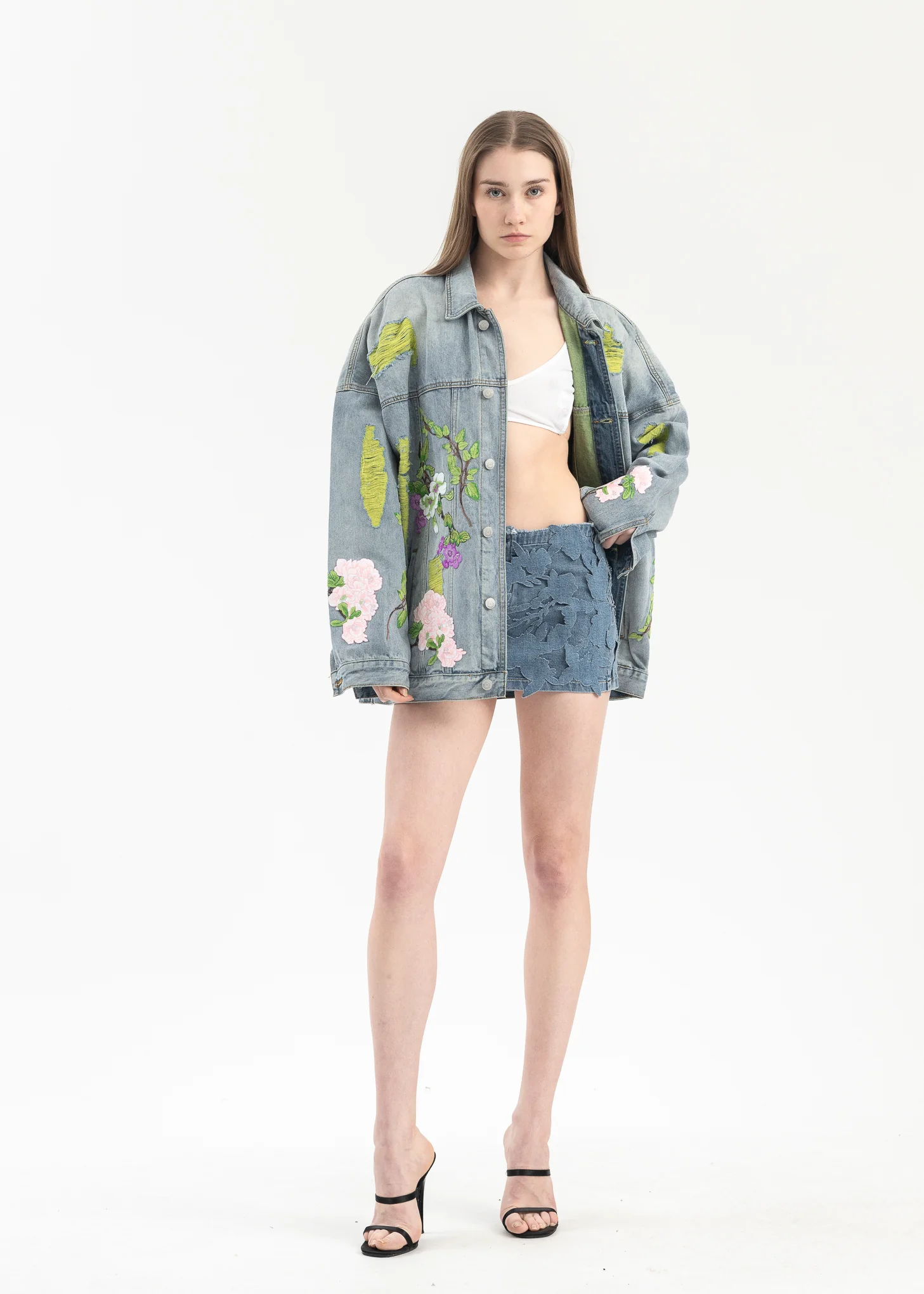 INDIGO EMBROIDERY PATCHWORK DENIM JACKET - Image 6