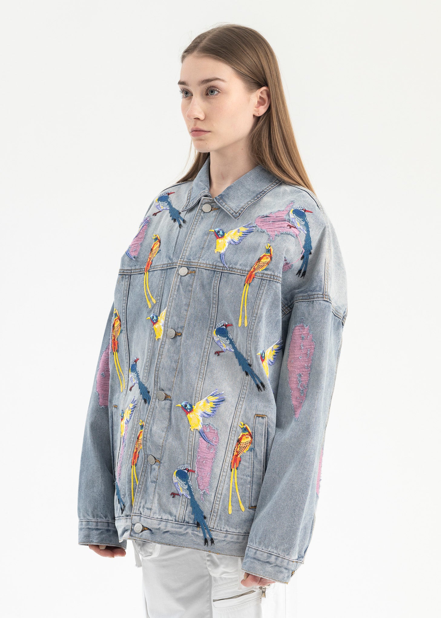 INDIGO EMBROIDERY PATCHWORK DENIM JACKET - Image 2