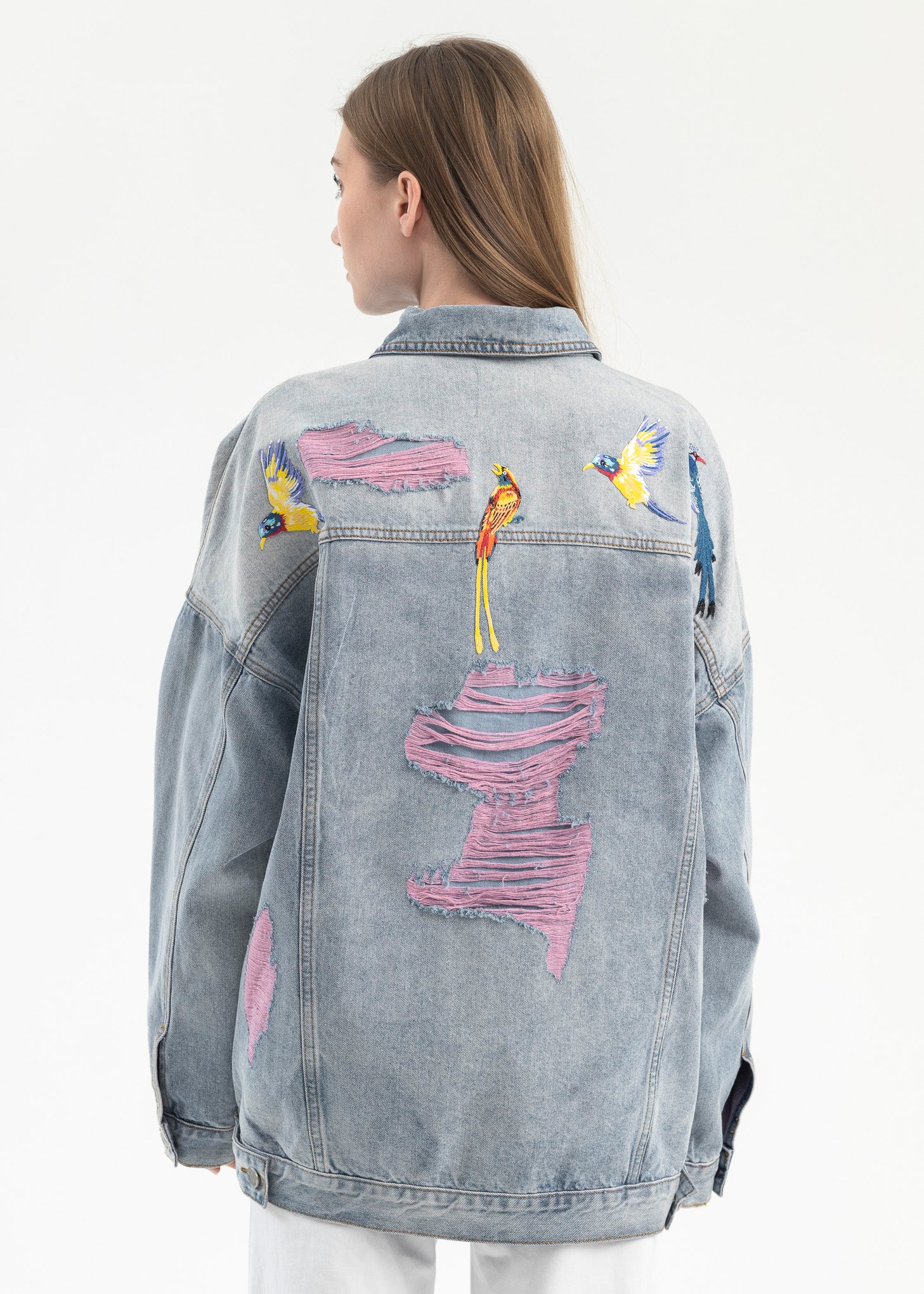 INDIGO EMBROIDERY PATCHWORK DENIM JACKET - Image 3