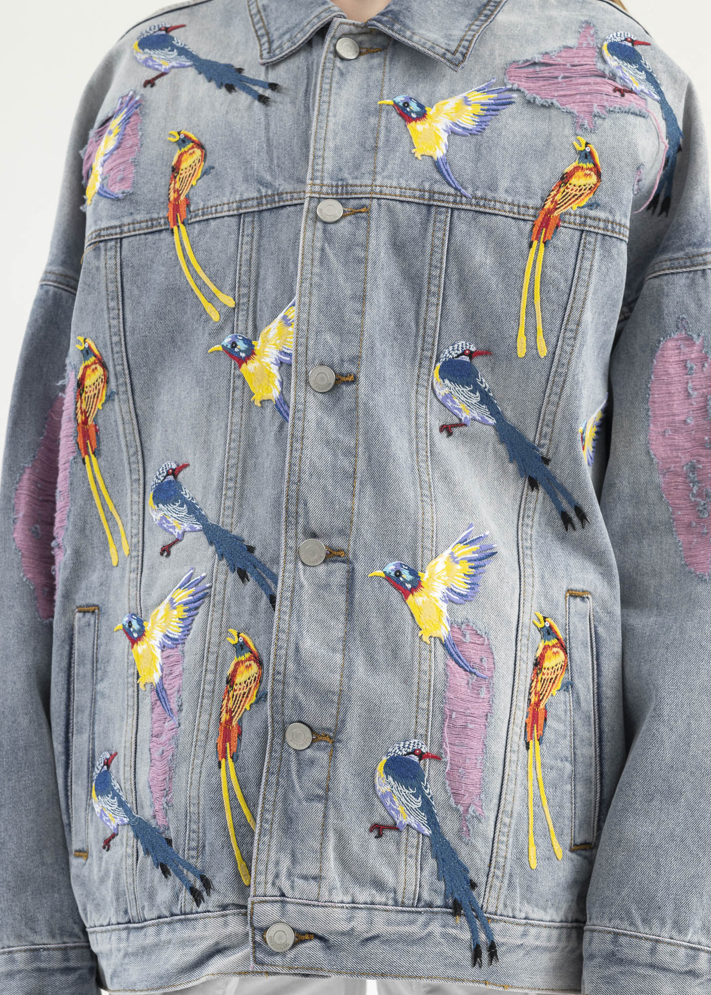 INDIGO EMBROIDERY PATCHWORK DENIM JACKET - Image 4