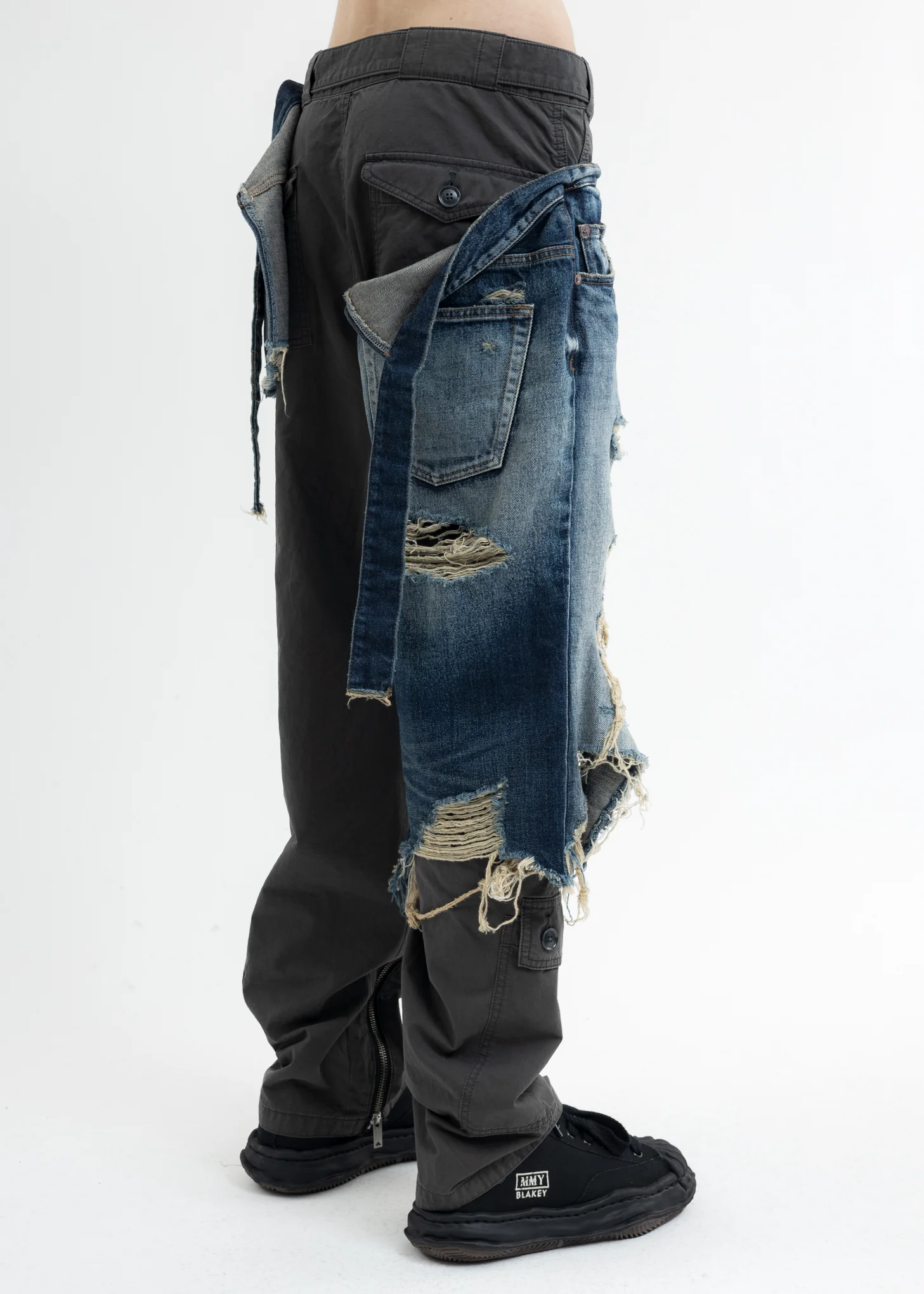 Indigo Military Layered Denim Pants - Image 2