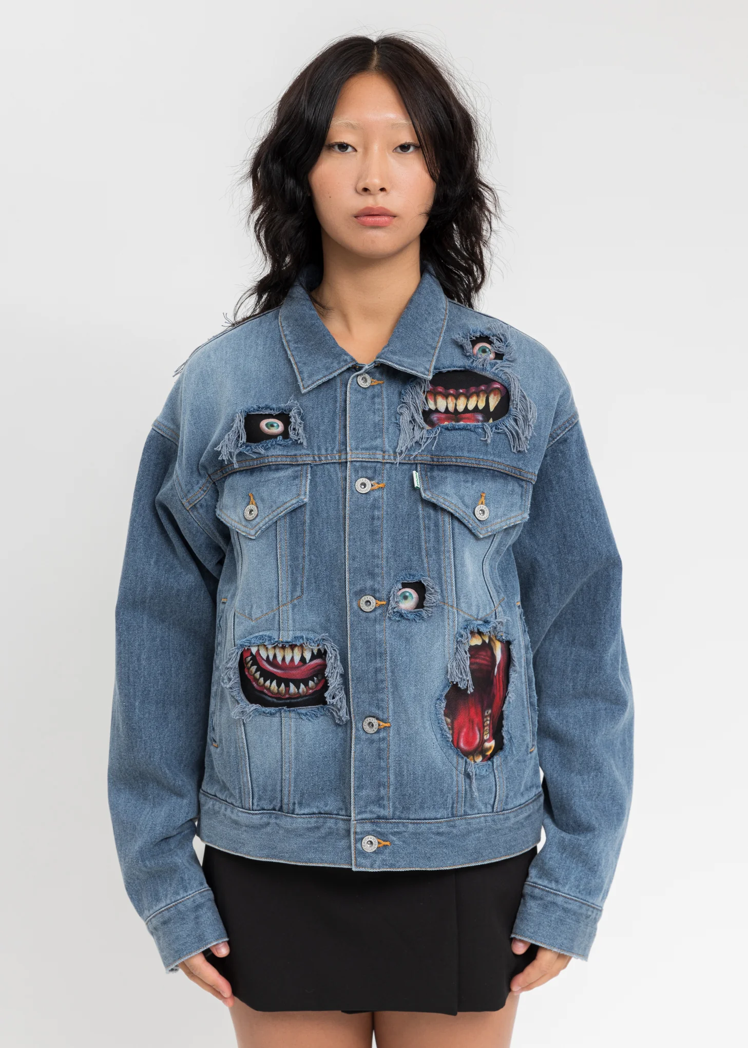 Indigo Recycle Denim Monster Repair Jacket