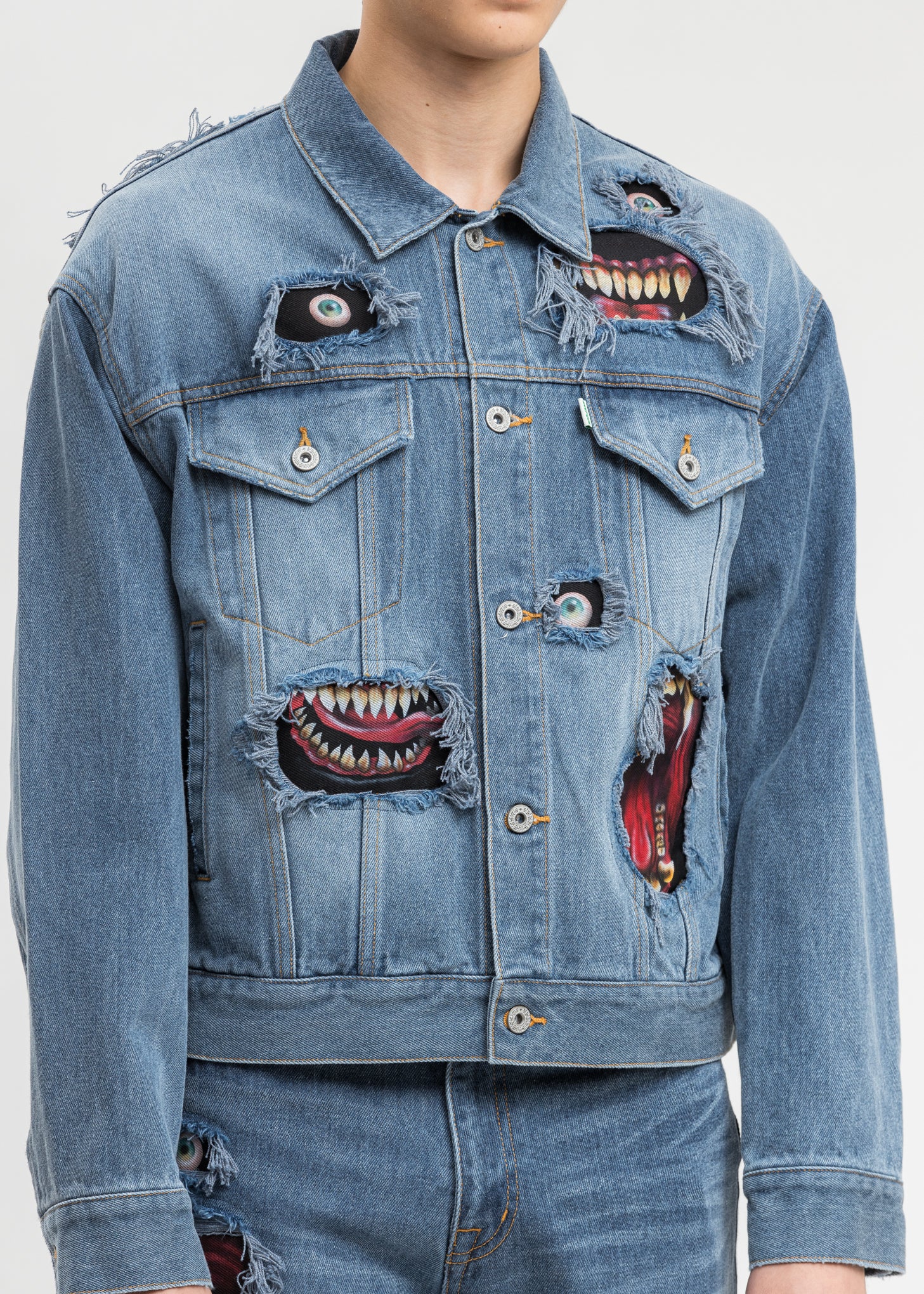 Indigo Recycle Denim Monster Repair Jacket - Image 4
