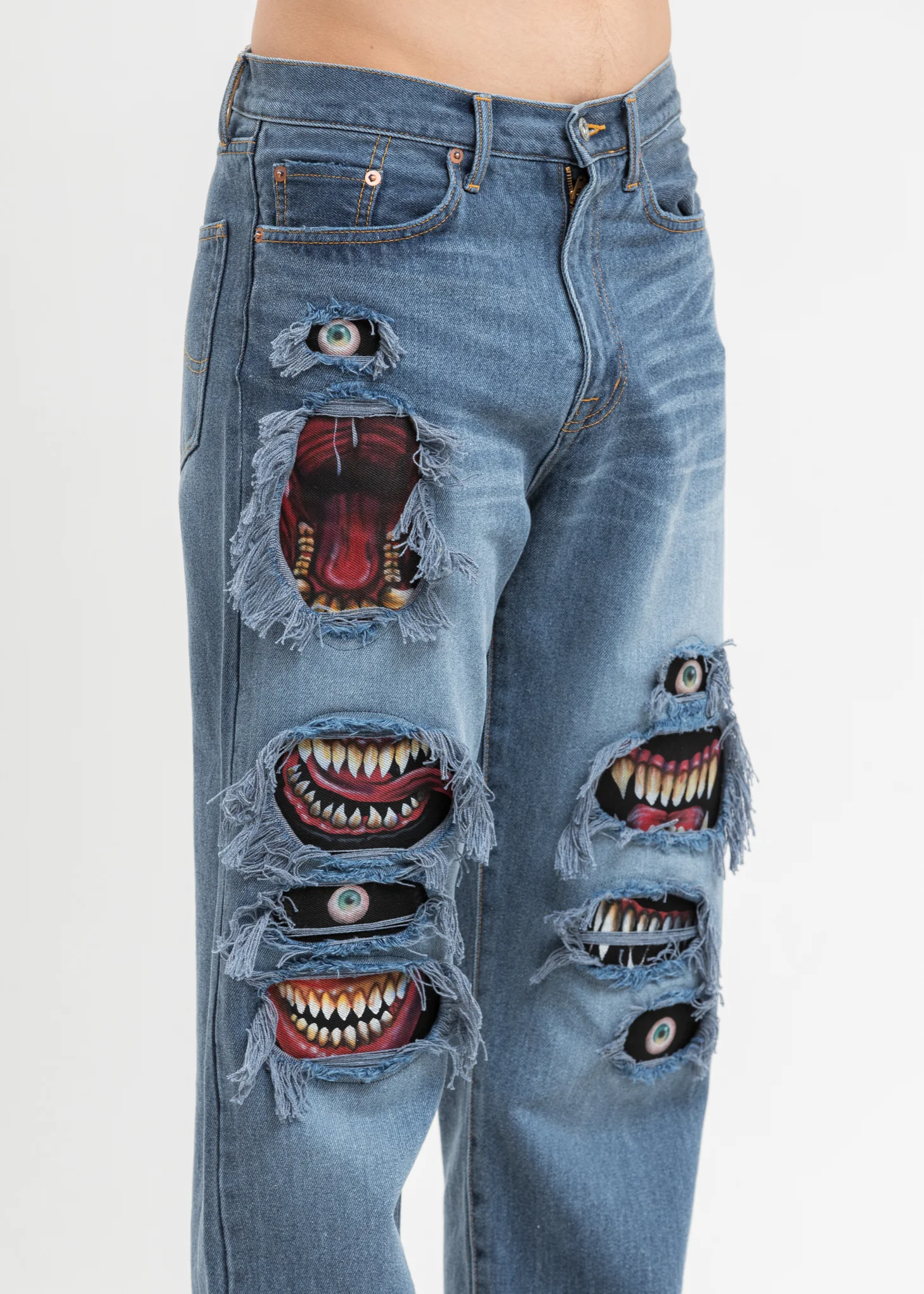 Indigo Recycle Denim Monster Repair Jeans - Image 3