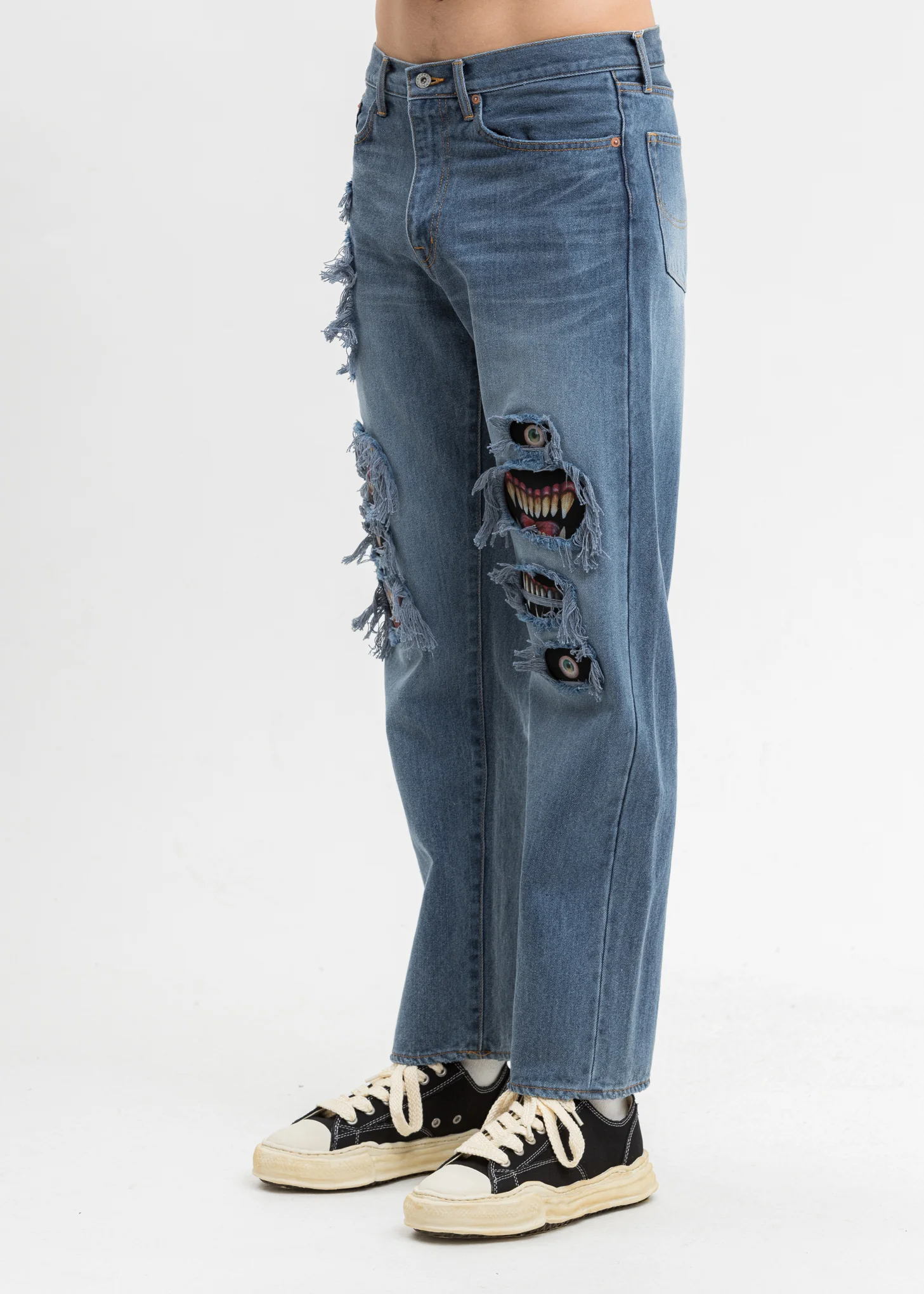 Indigo Recycle Denim Monster Repair Jeans - Image 4
