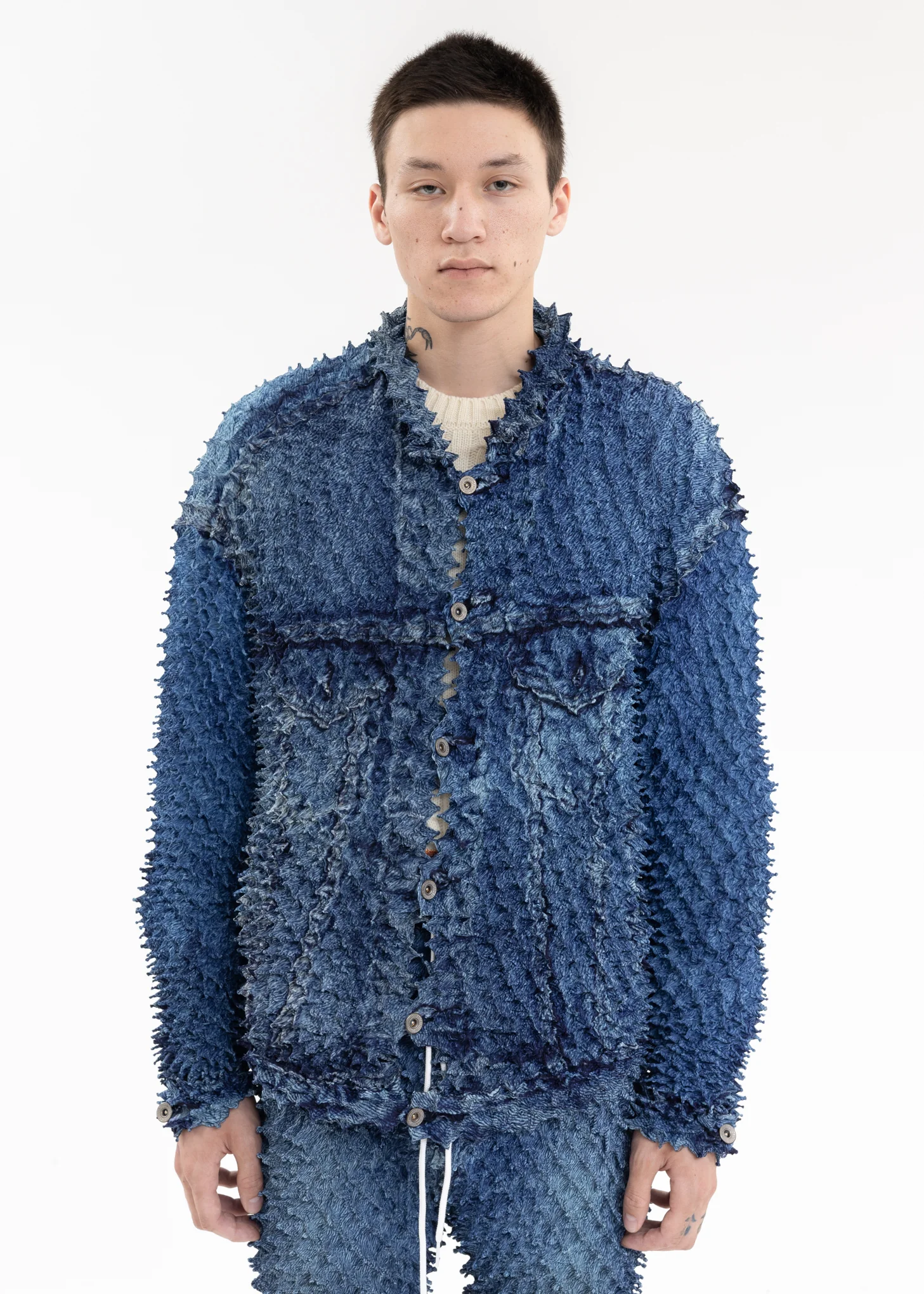 Indigo “SHIBORI” PHOTO PRINT DENIM JACKET