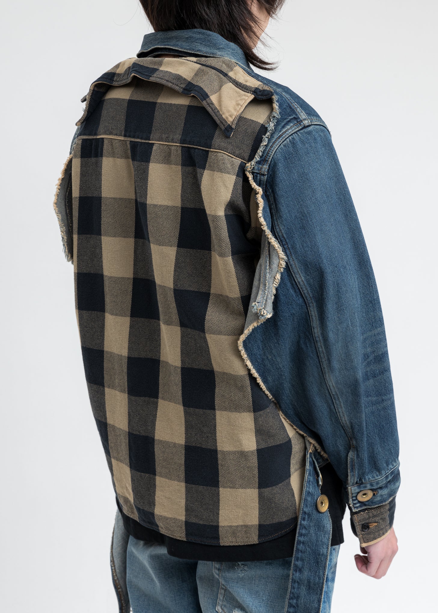 Indigo Shirt Combined Denim Jacket - Image 3