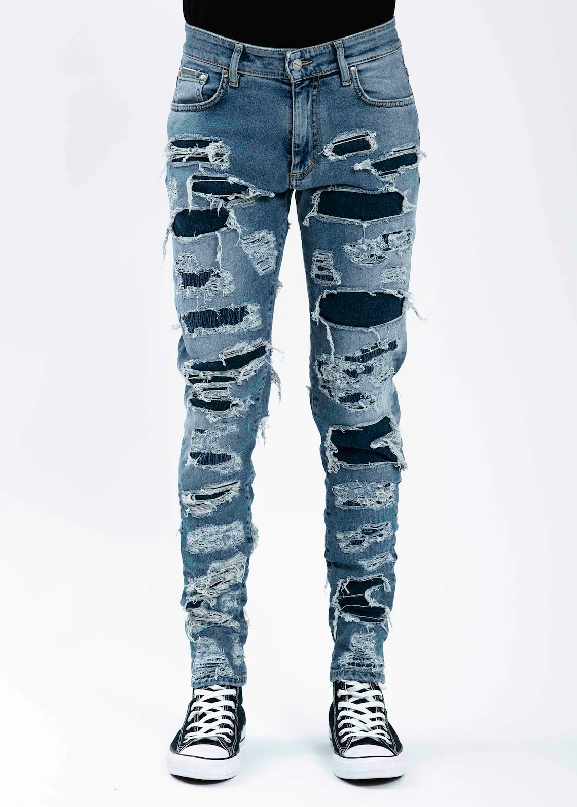 Indigo Shredded Denim Jeans