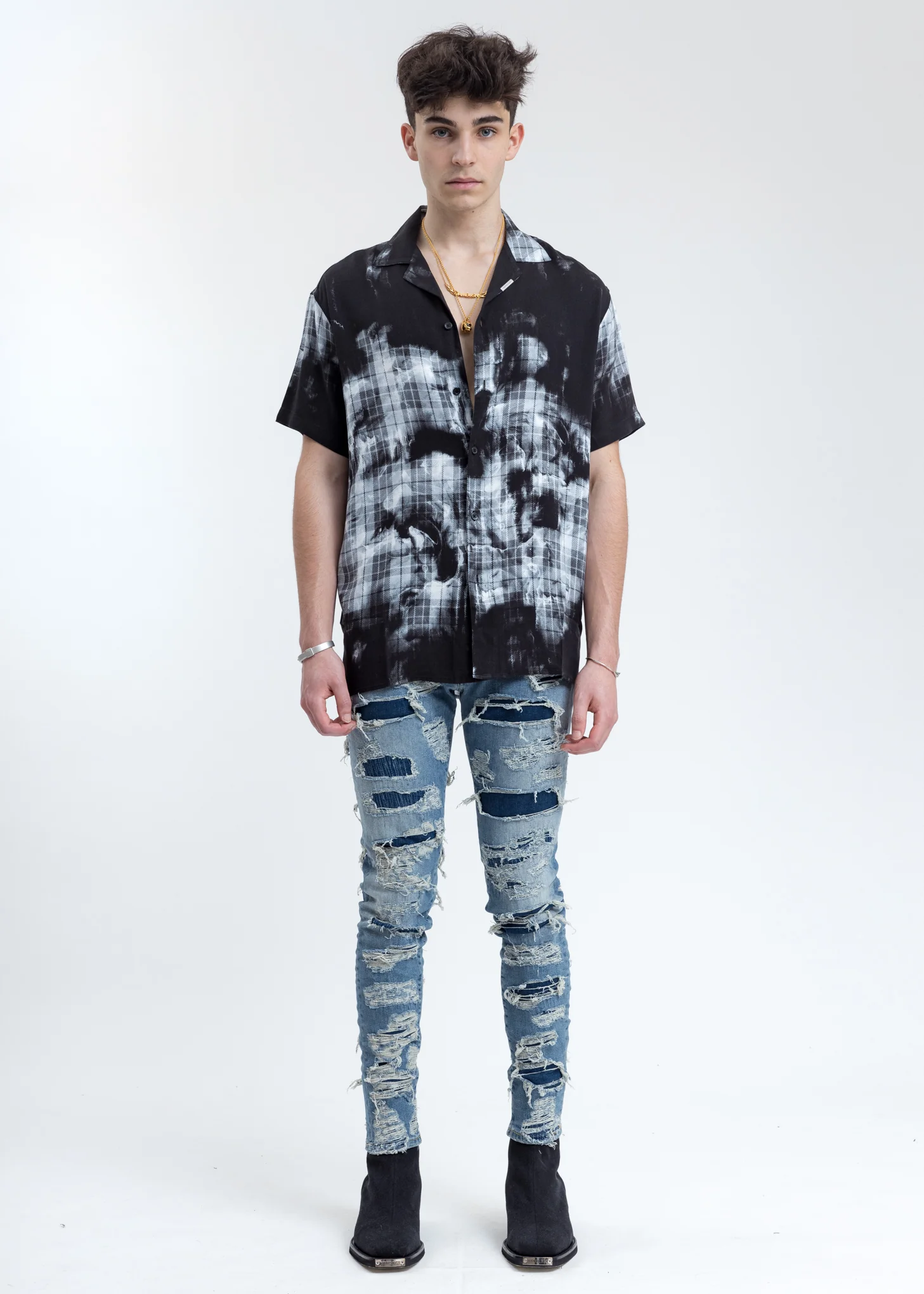 Indigo Shredded Denim Jeans - Image 6