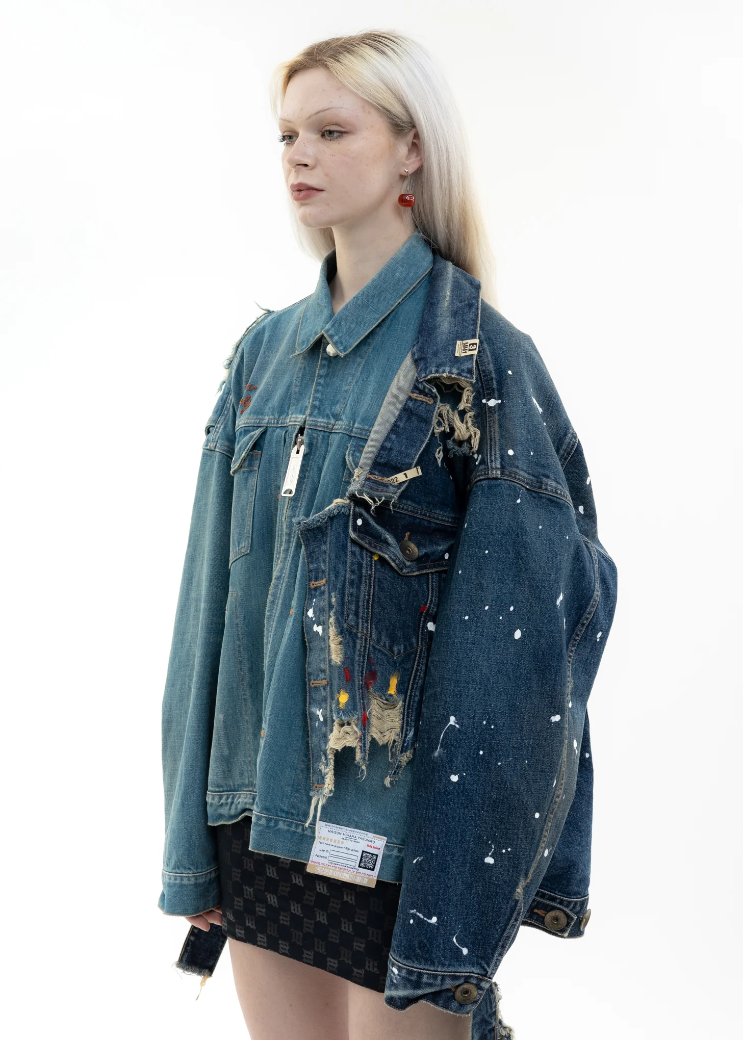 Indigo Single Draped Denim Jacket - Image 2
