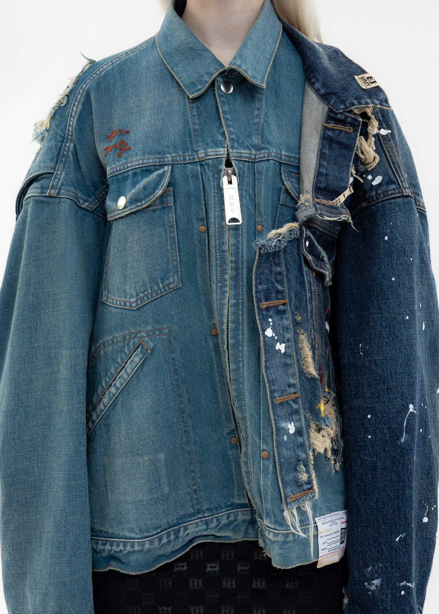 Indigo Single Draped Denim Jacket - Image 4