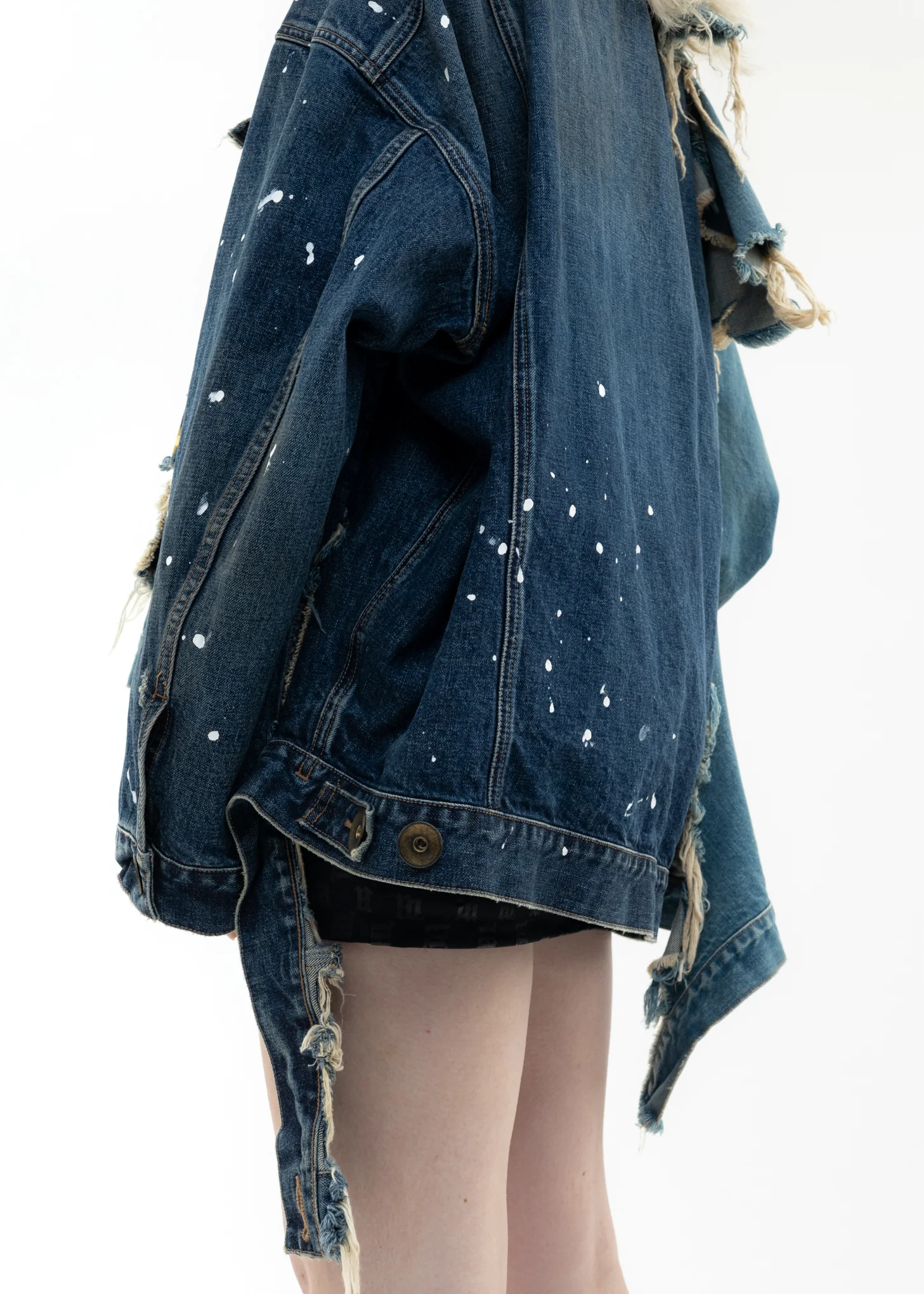 Indigo Single Draped Denim Jacket - Image 5