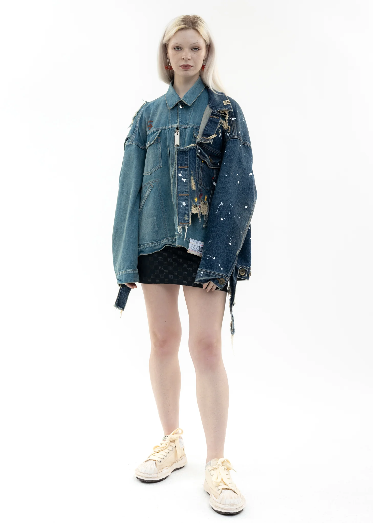 Indigo Single Draped Denim Jacket - Image 7
