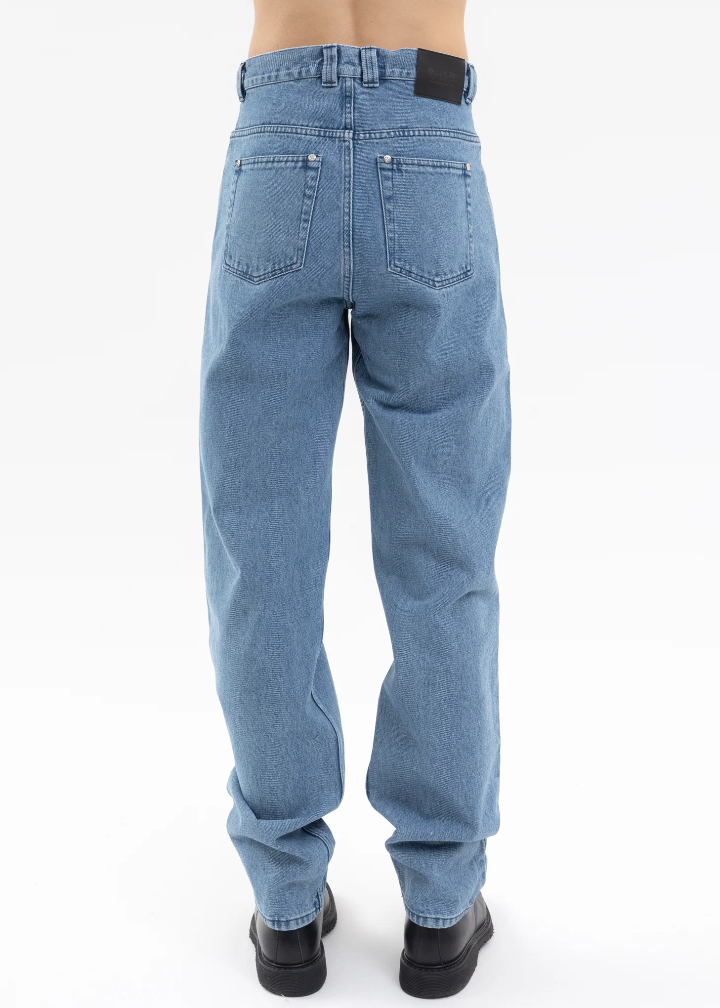 INDIGO WIDE LEG DENIM TROUSERS WITH DOUBLE ZIP - Image 2