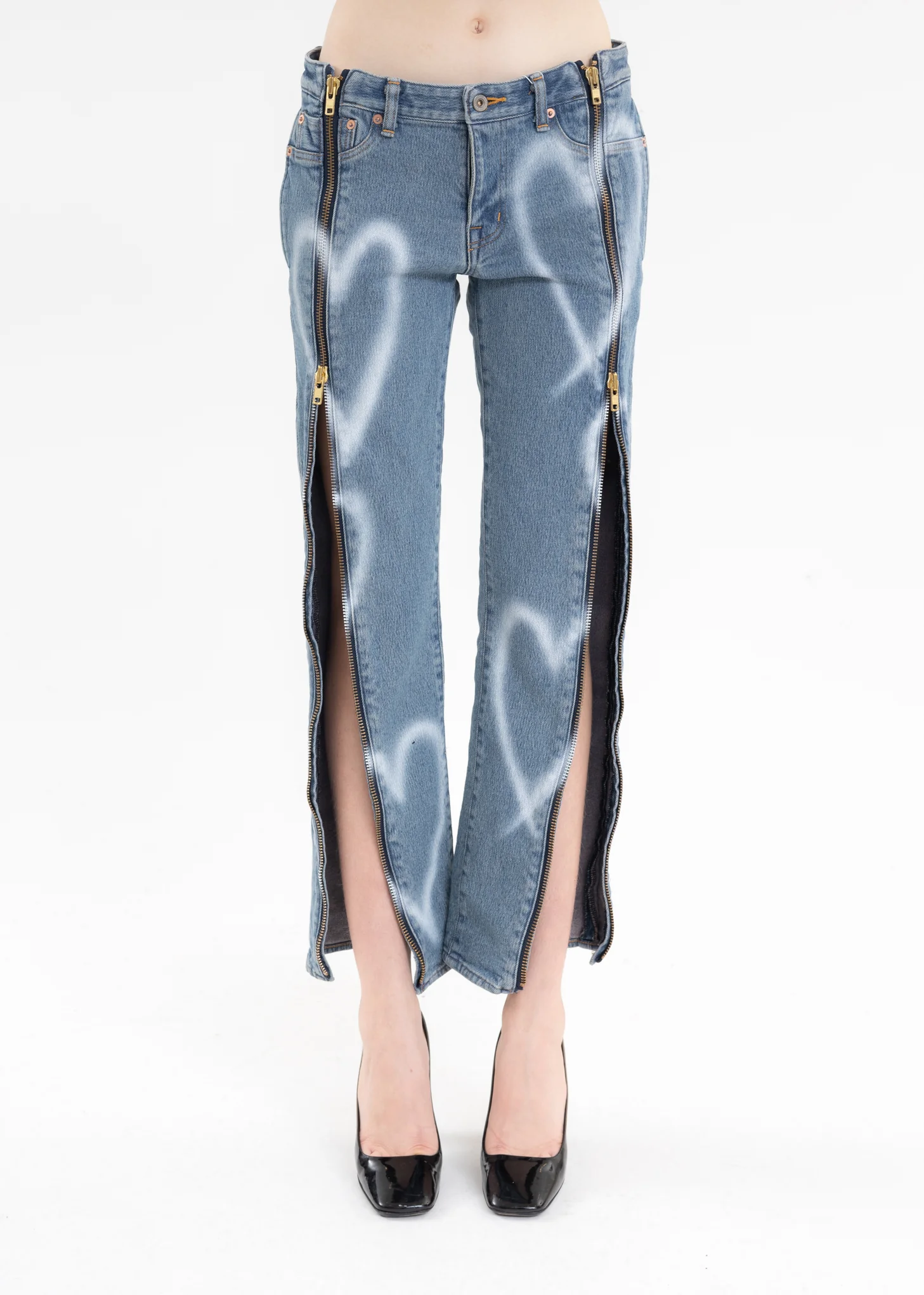 Indigo ZIP UP STRETCH DENIM PANTS