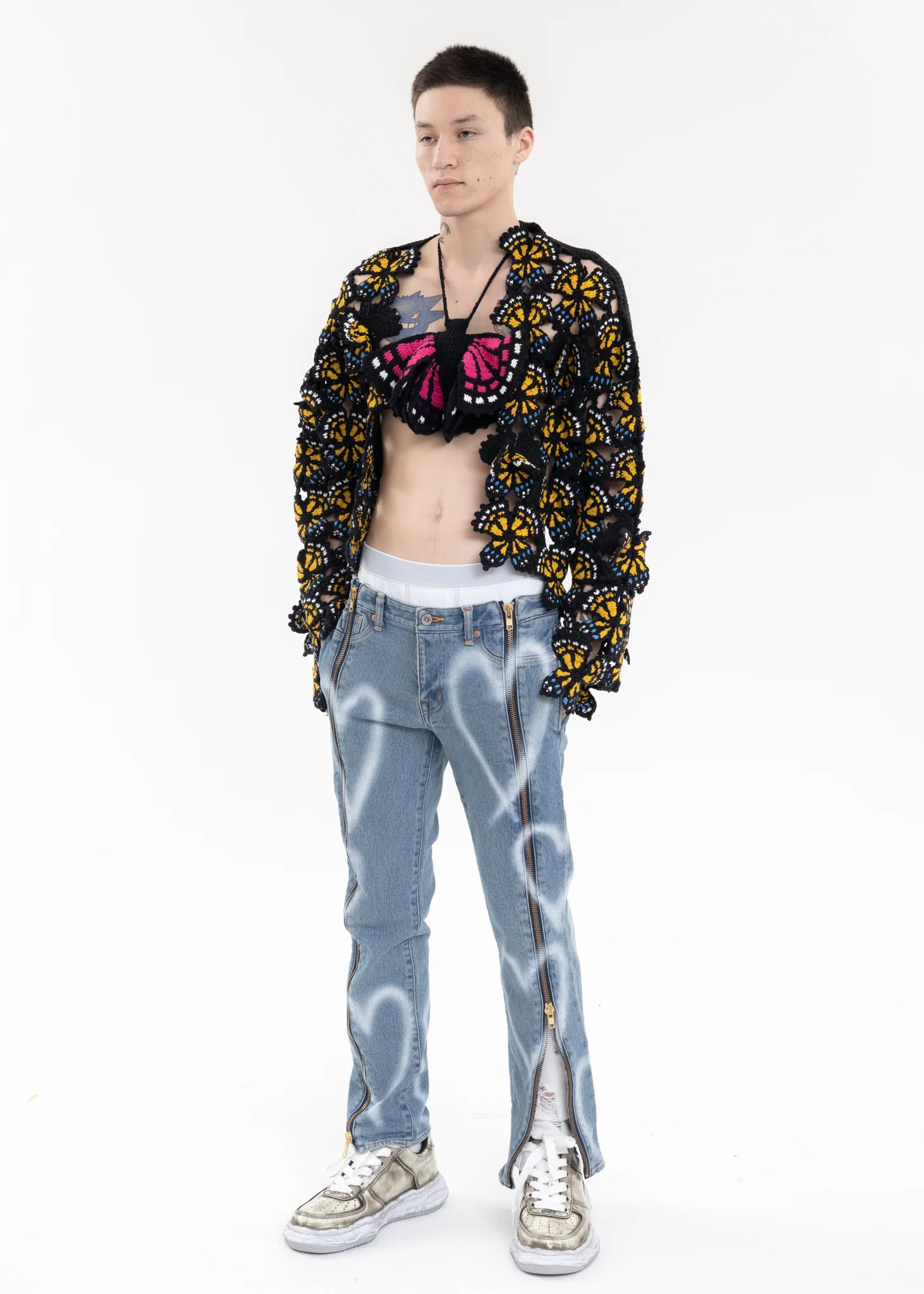 Indigo ZIP UP STRETCH DENIM PANTS - Image 8