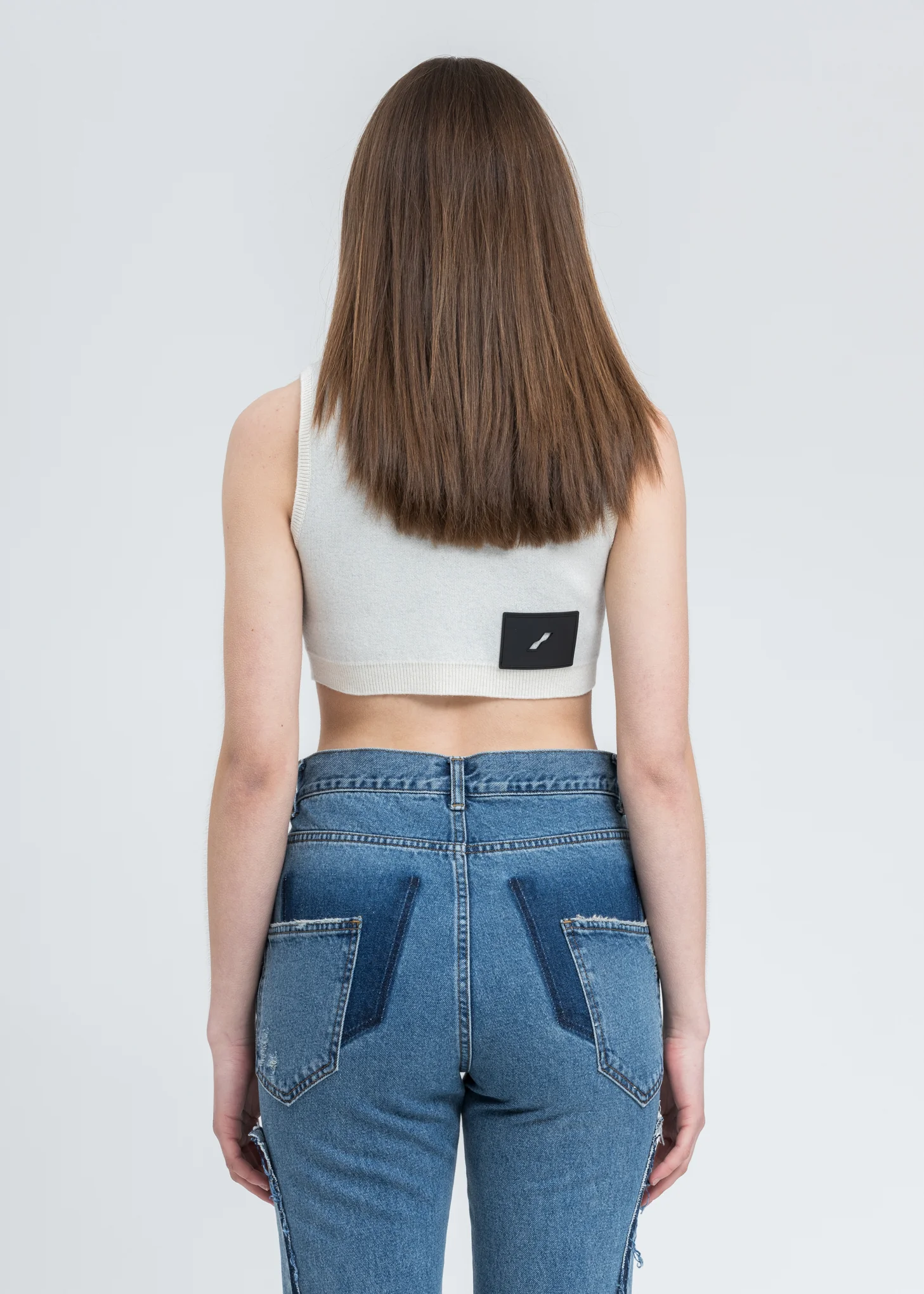 Ivory 11 Jacquard Crop Knit Top - Image 4