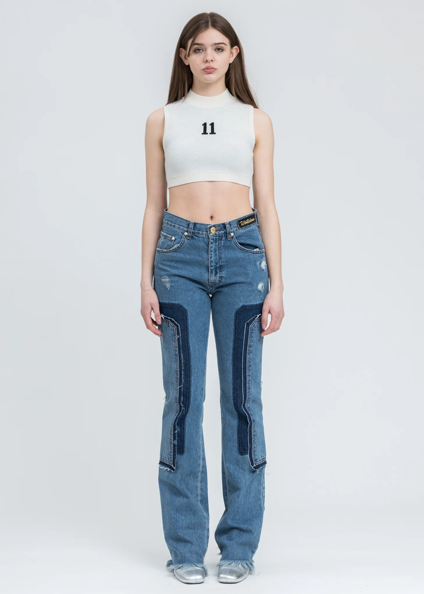 Ivory 11 Jacquard Crop Knit Top - Image 5