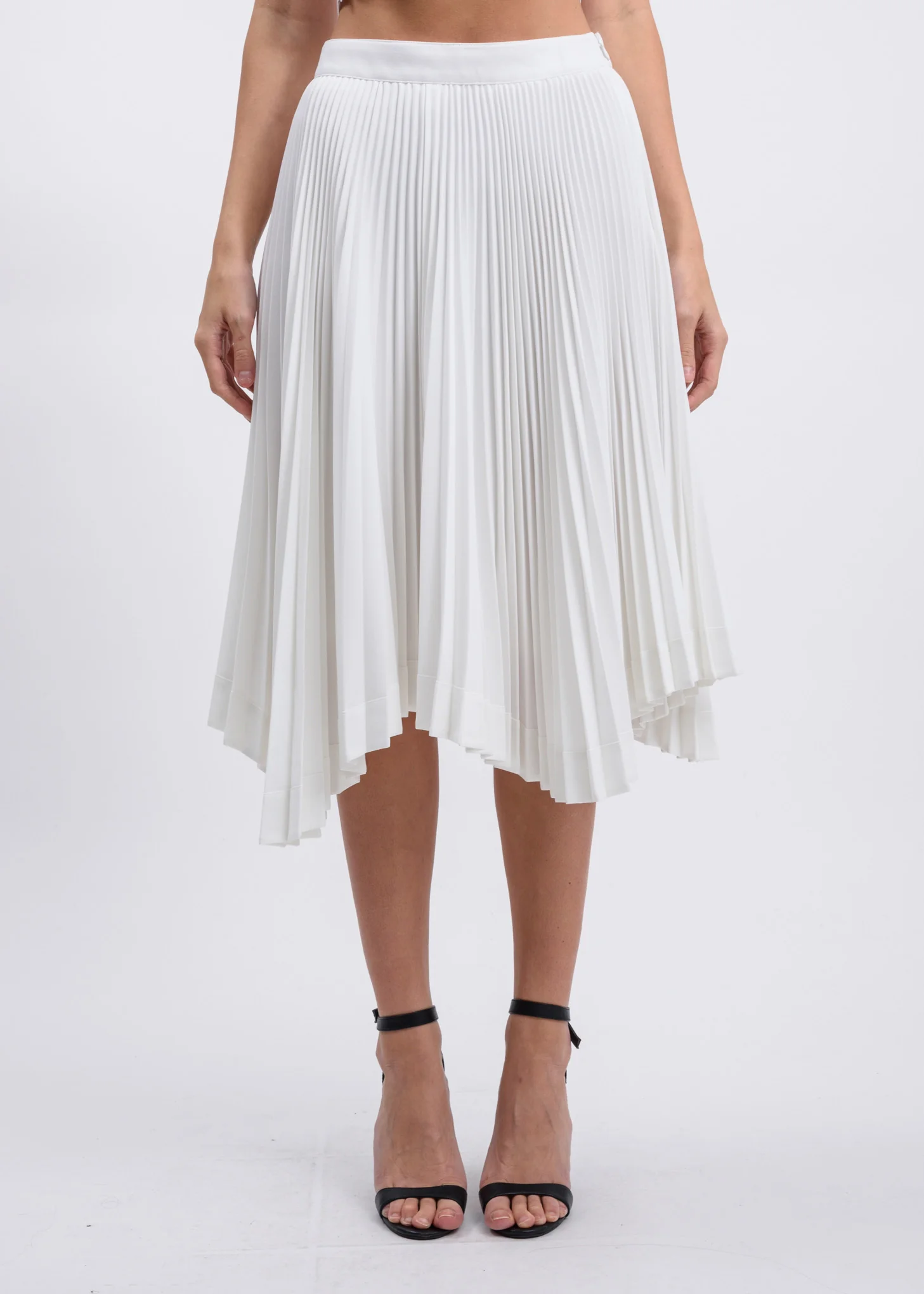 Ivory Accordion Asymmetry Skirt