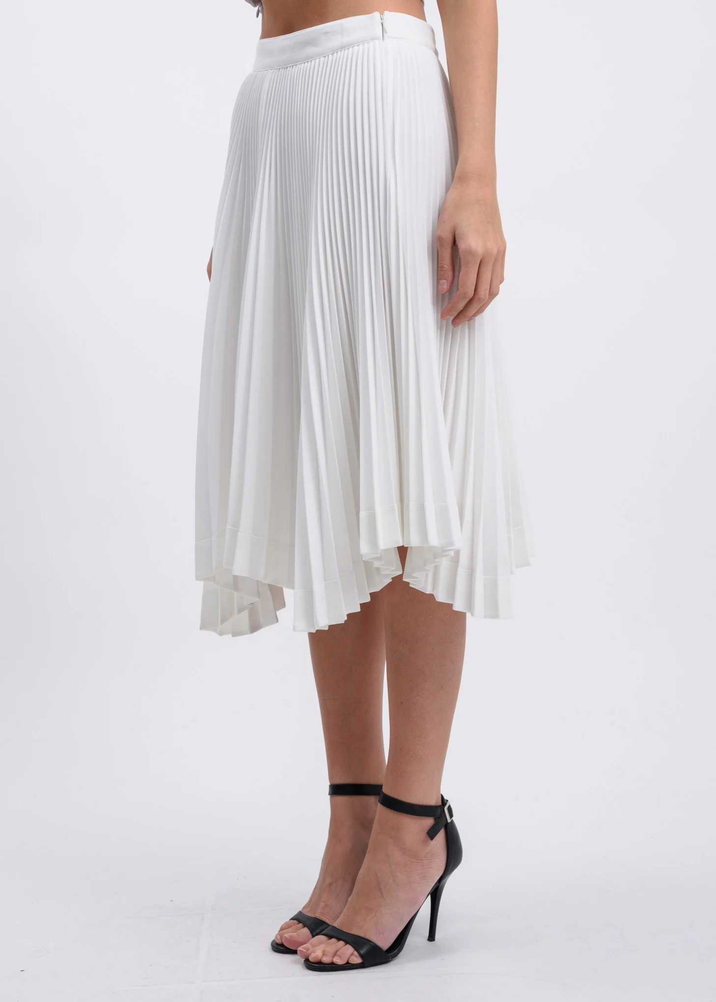 Ivory Accordion Asymmetry Skirt - Image 2
