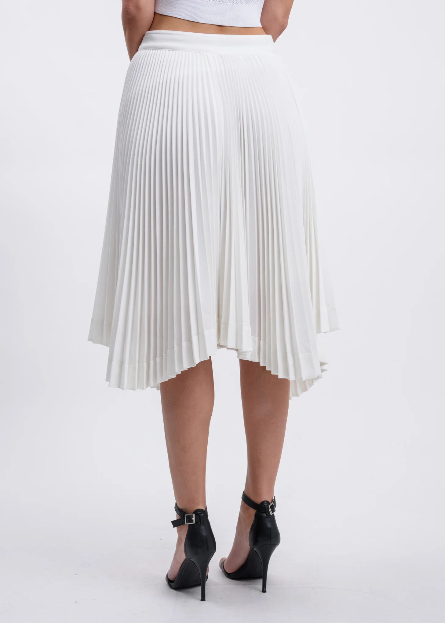 Ivory Accordion Asymmetry Skirt - Image 3
