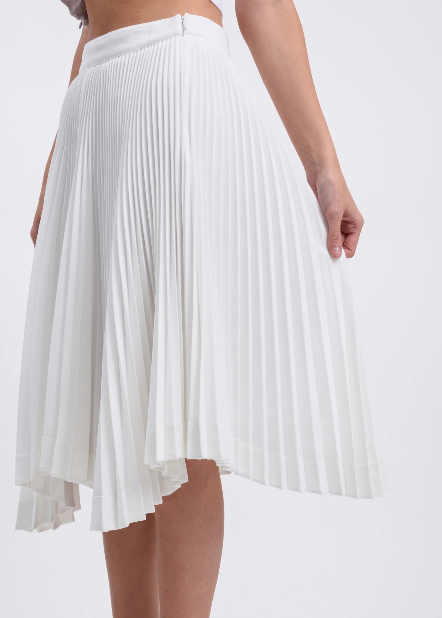 Ivory Accordion Asymmetry Skirt - Image 4