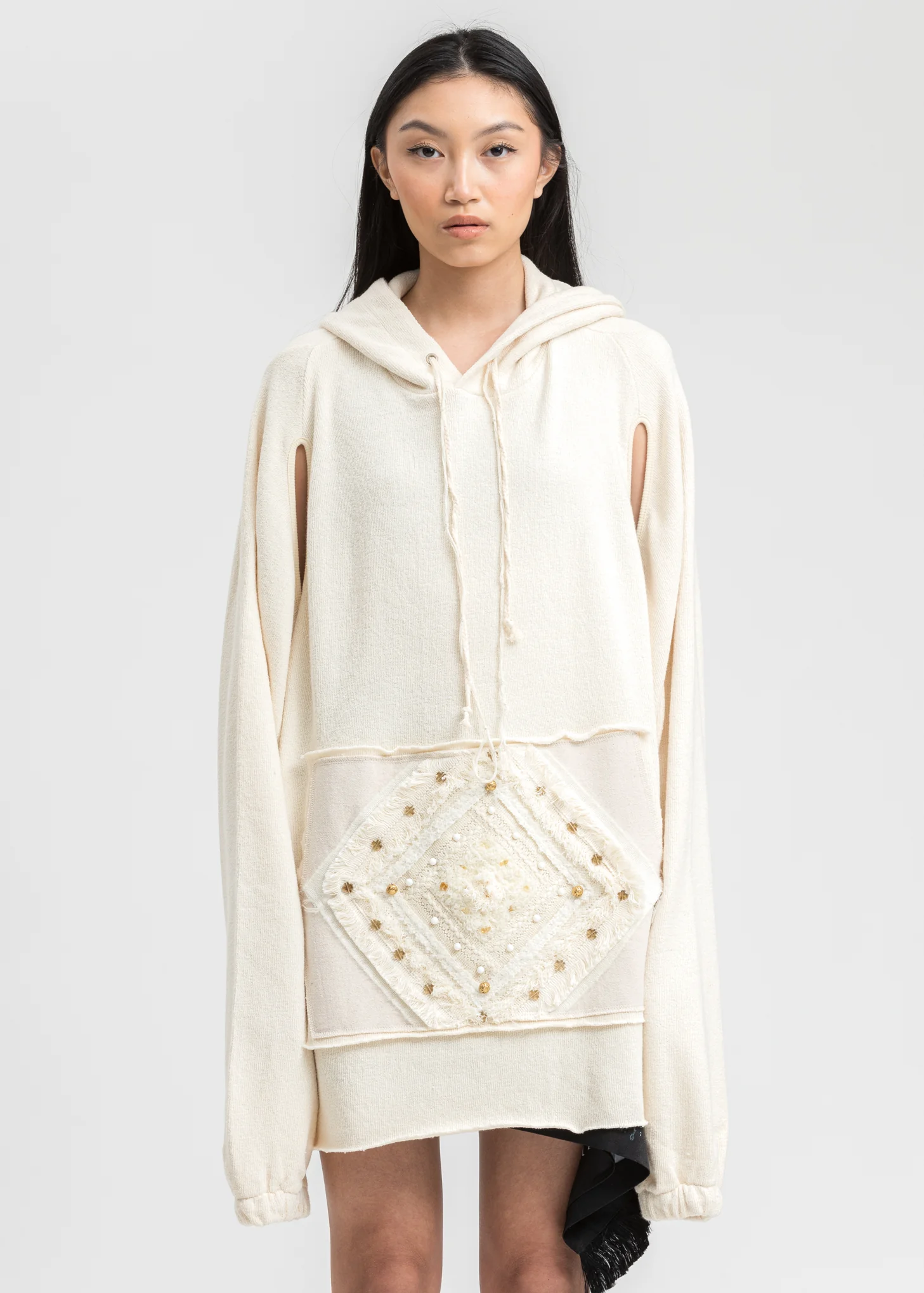 Ivory Beaded Hoodie