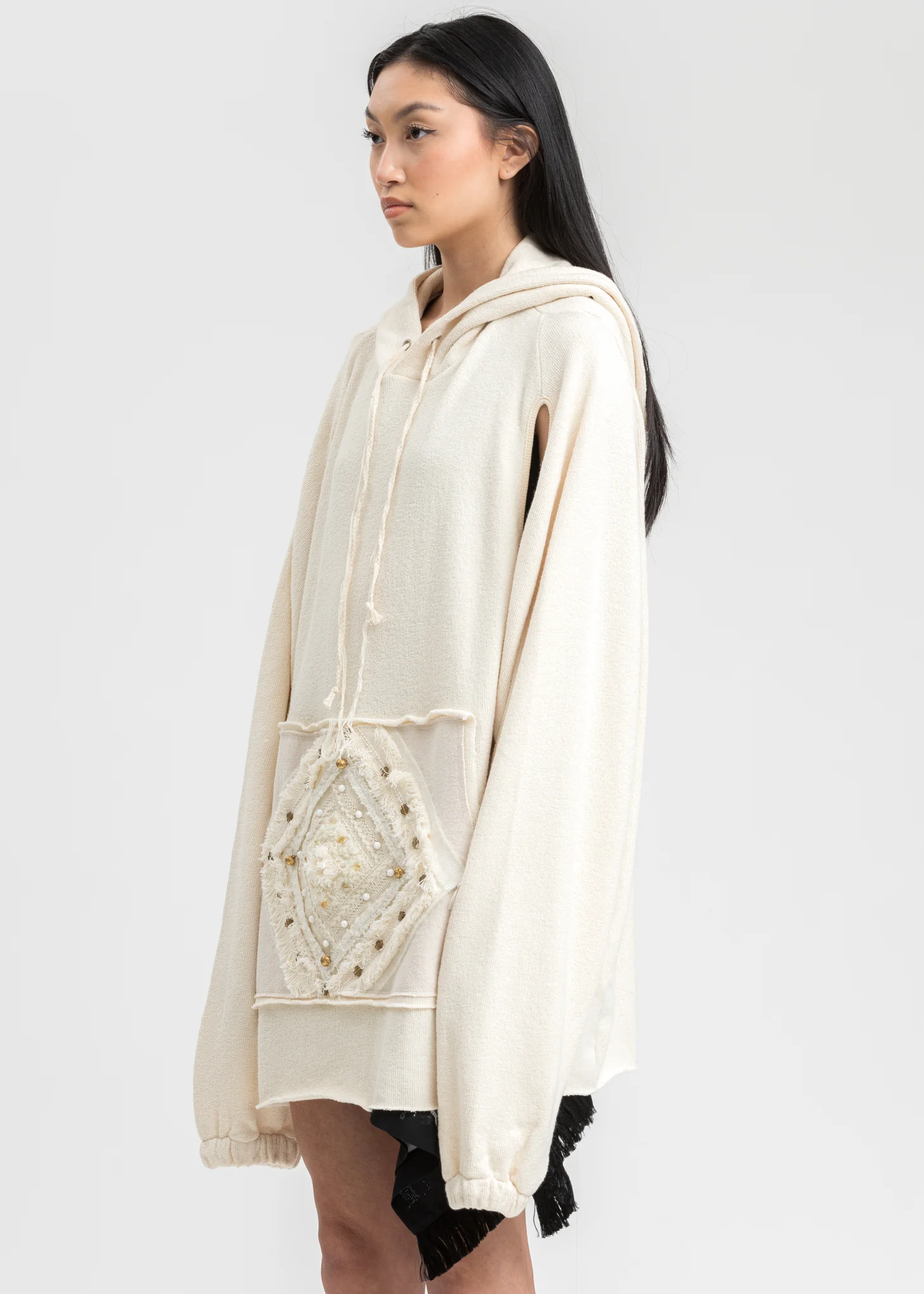 Ivory Beaded Hoodie - Image 3