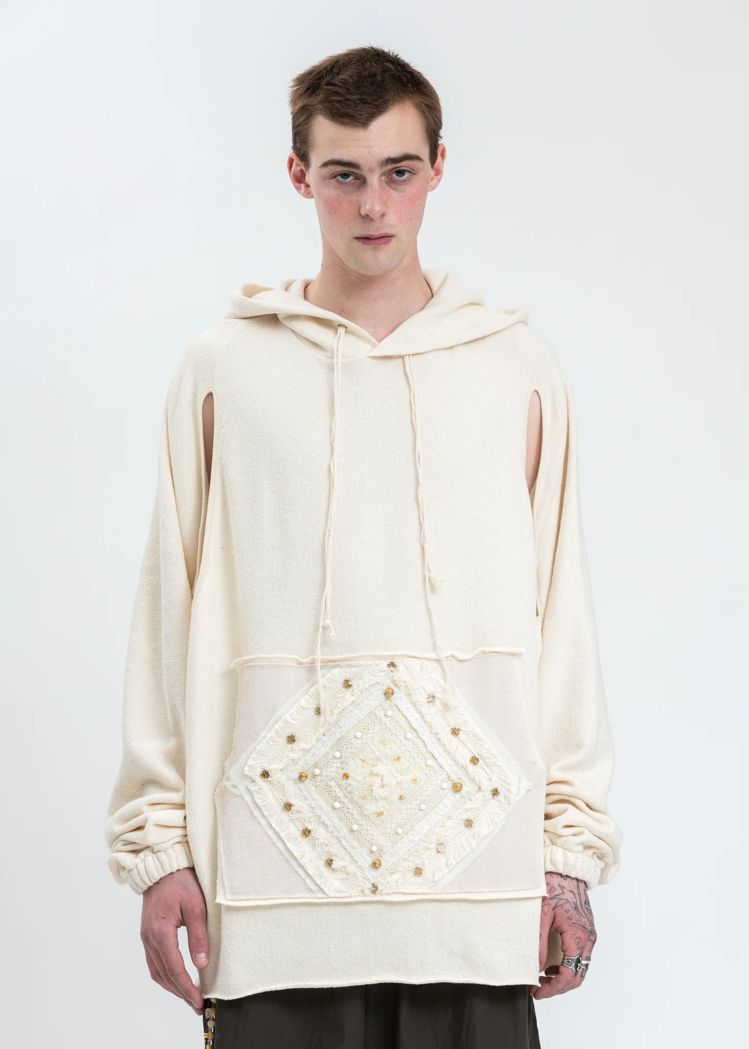 Ivory Beaded Hoodie