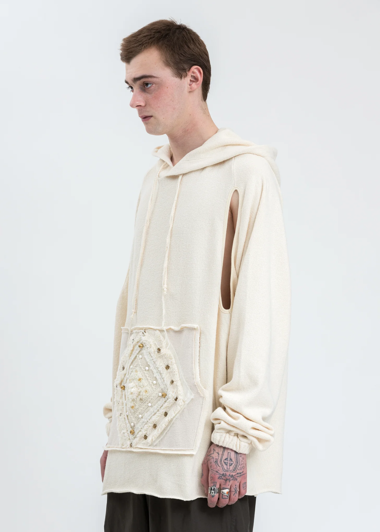Ivory Beaded Hoodie - Image 3