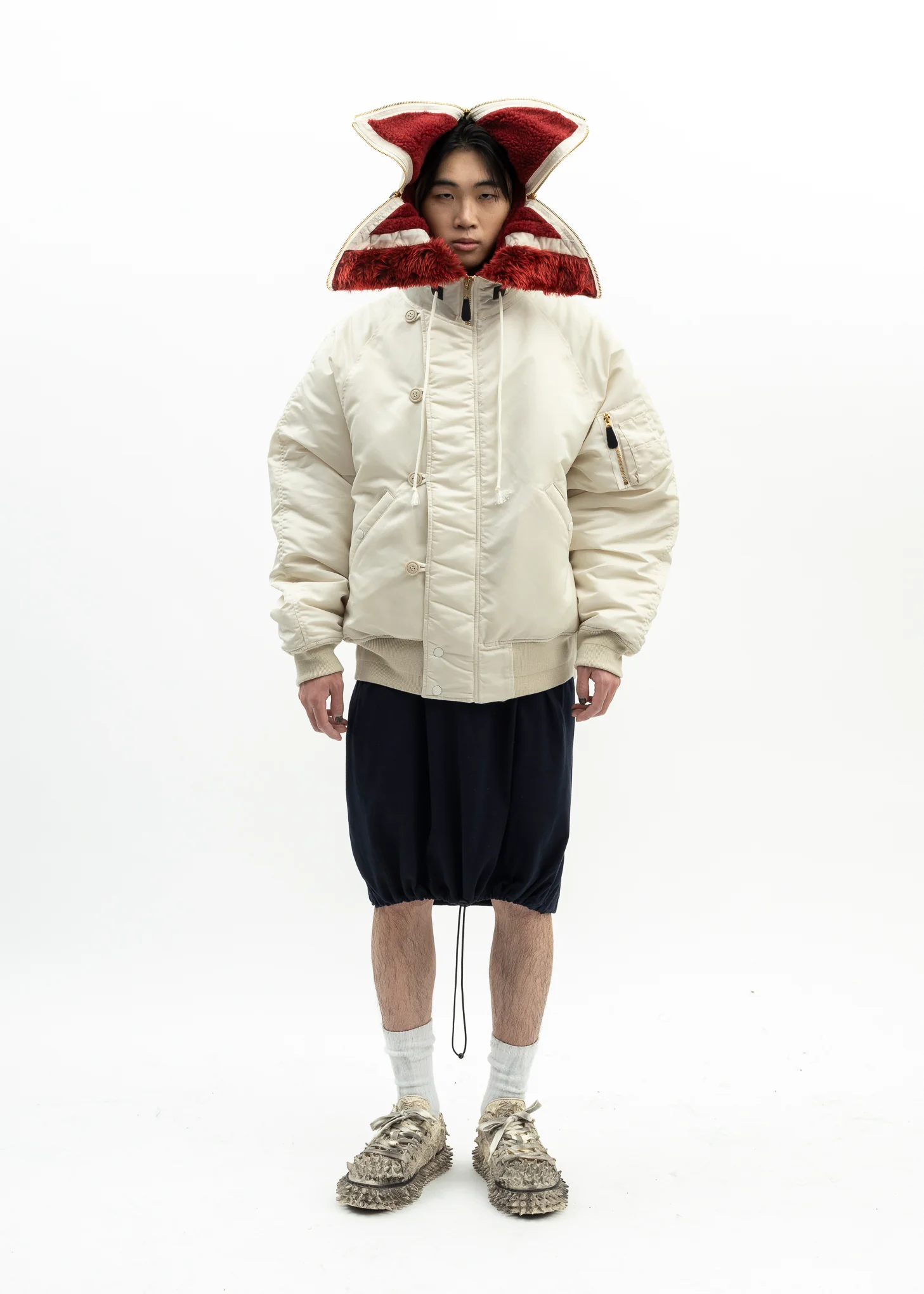 IVORY PETAL MOUTH HOOD BOMBER JACKET - Image 8
