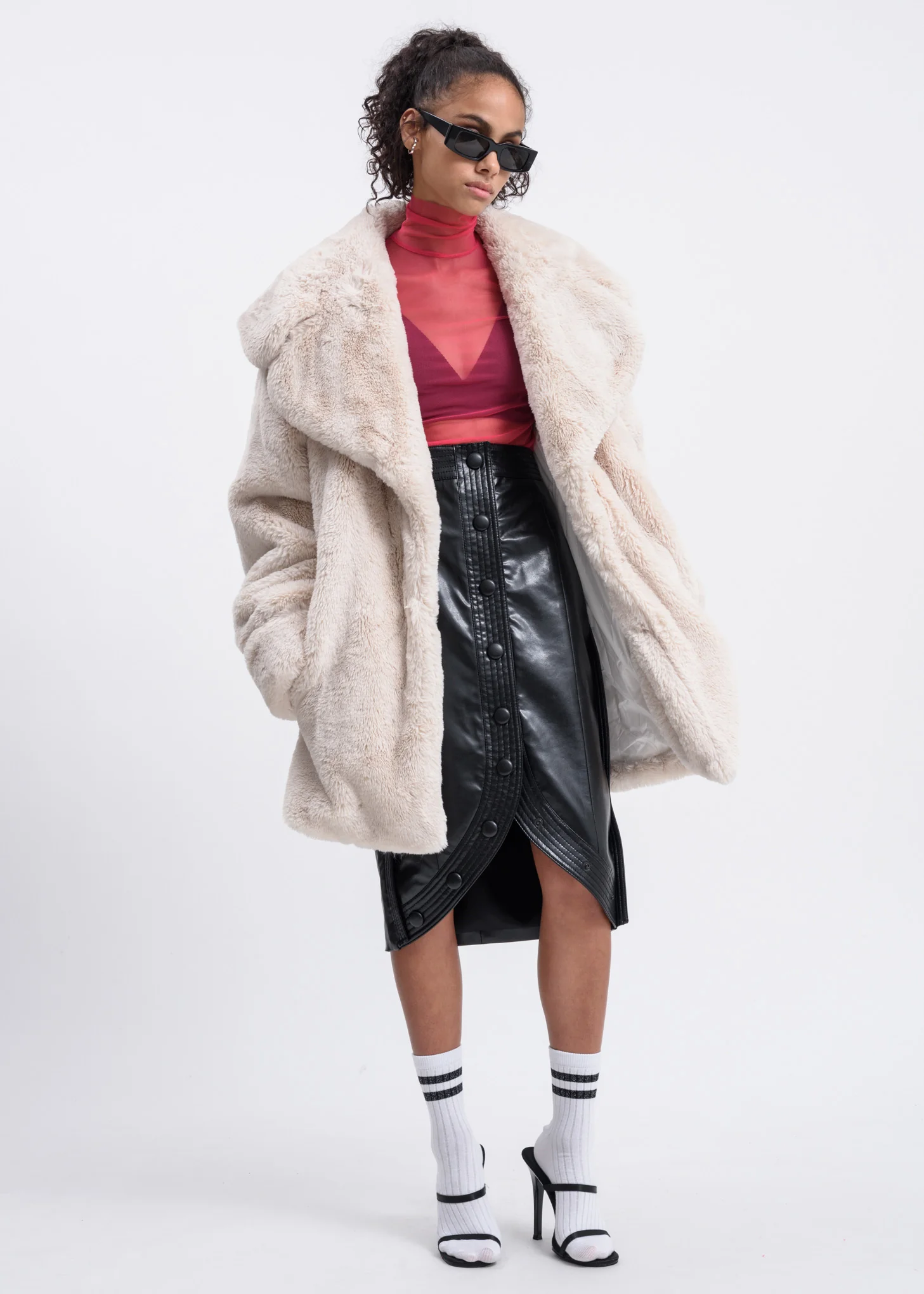 Ivory Faux Fur Coat - Image 7
