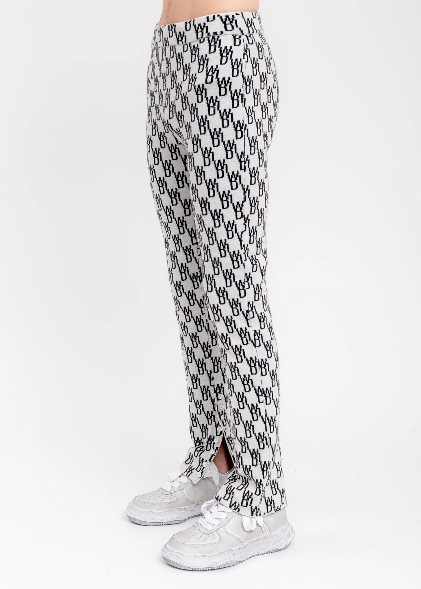 IVORY FITTED KNIT SIDE OPEN JQD TROUSER