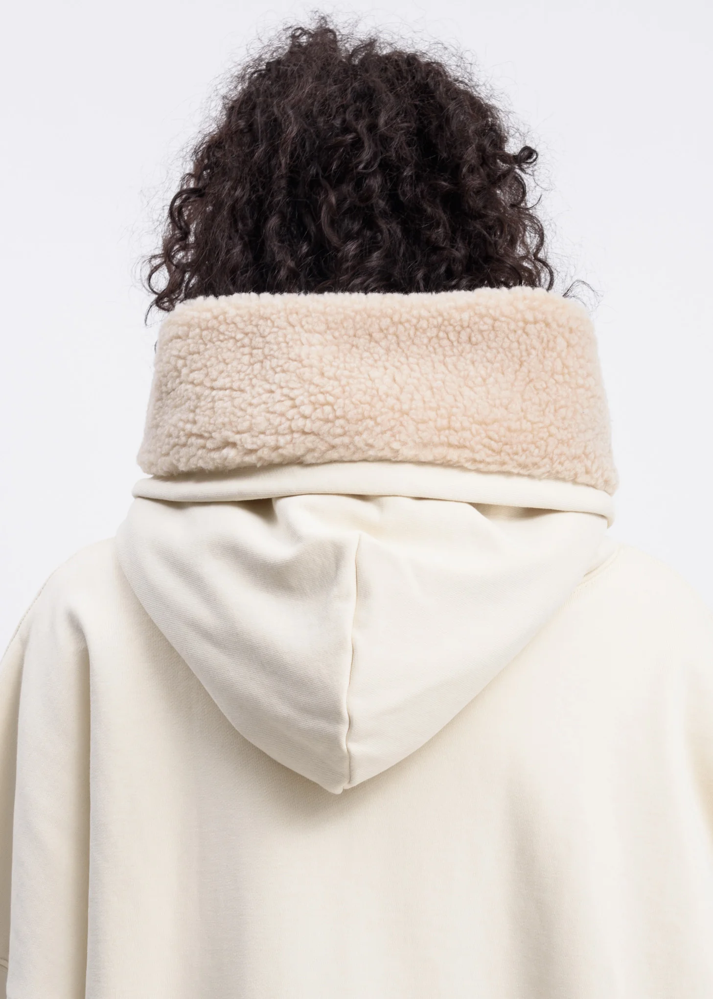 Ivory Fur Lined Logo Hoodie - Image 3