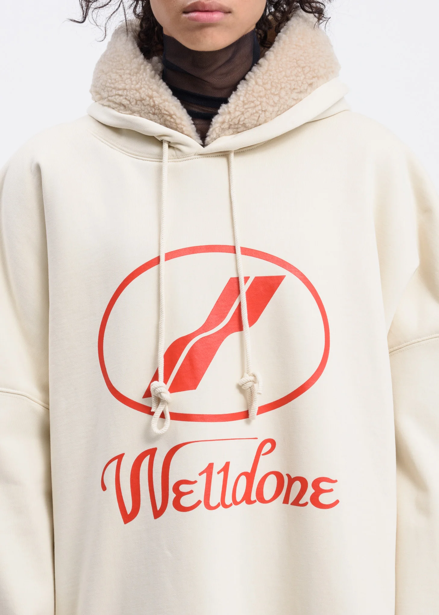 Ivory Fur Lined Logo Hoodie - Image 4