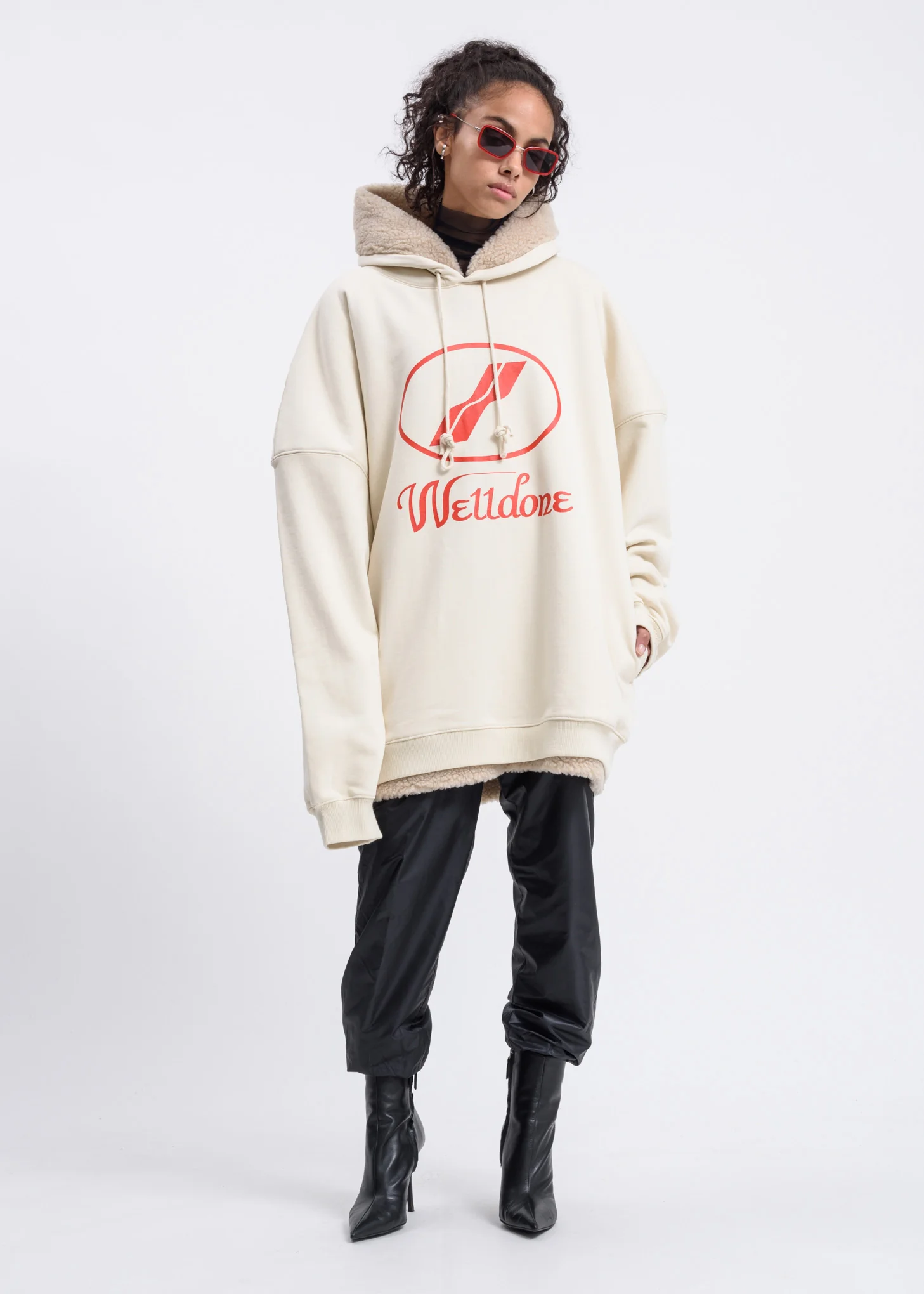 Ivory Fur Lined Logo Hoodie - Image 5