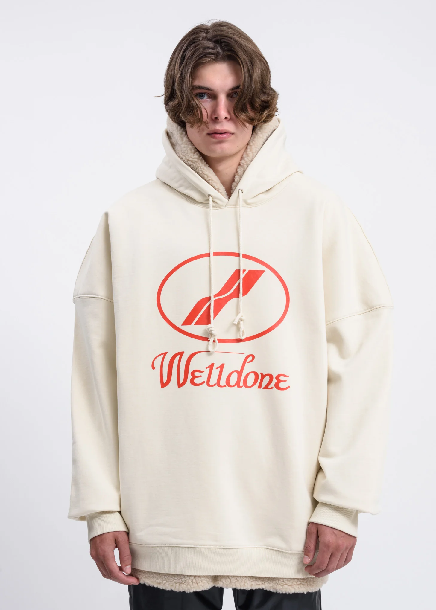 Ivory Fur Lined Logo Hoodie