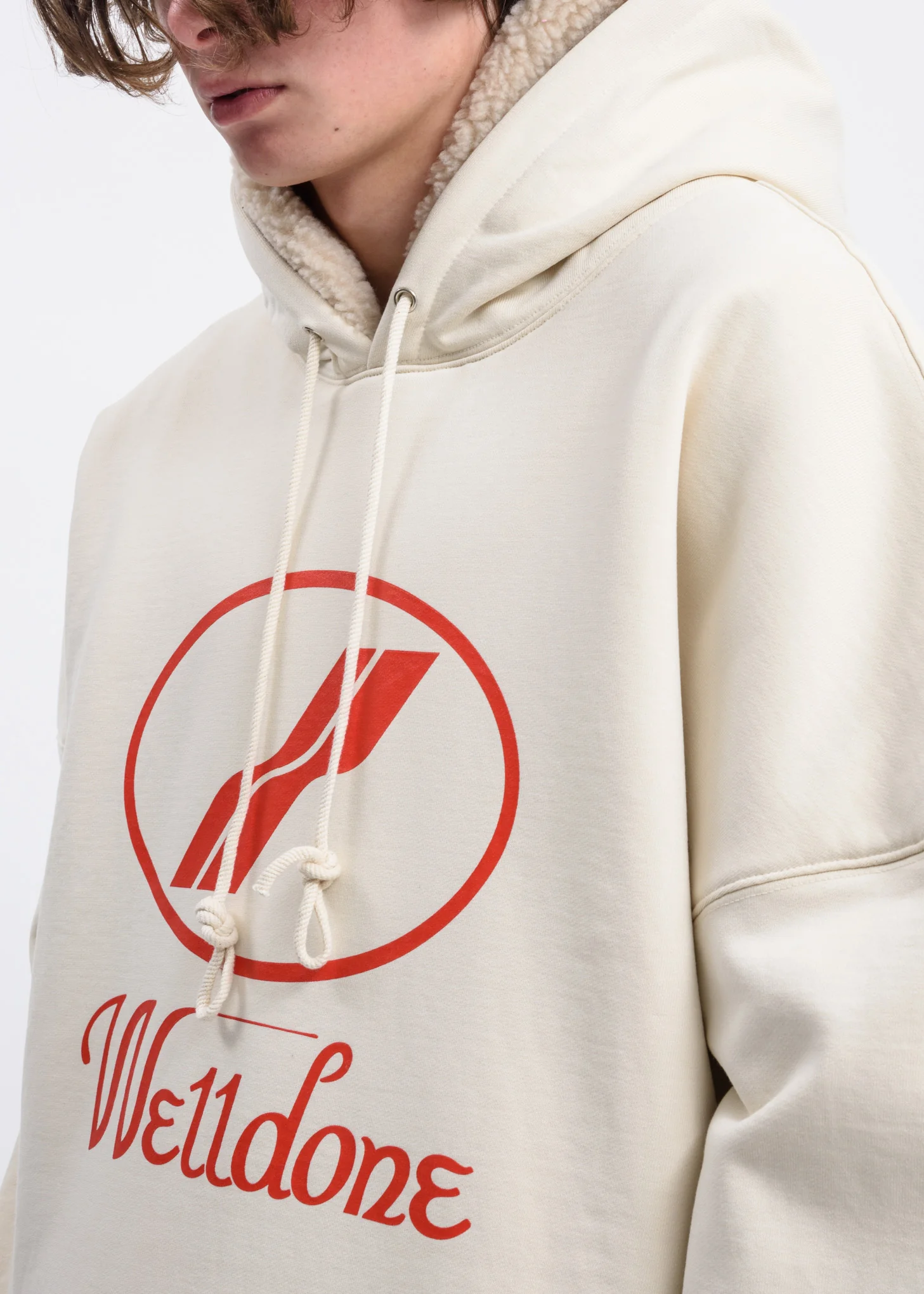 Ivory Fur Lined Logo Hoodie - Image 2