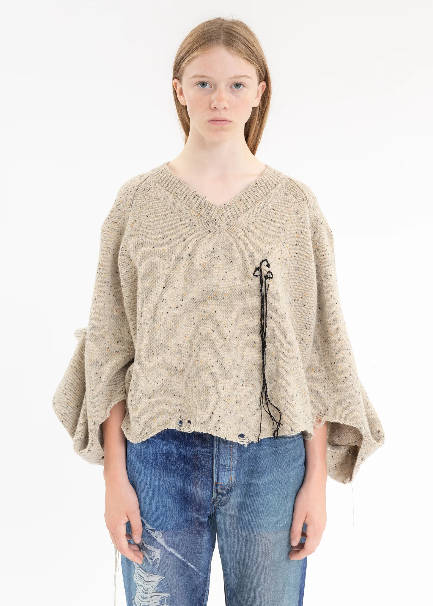 Ivory MAGNET ATTACHED KNIT PULLOVER - Image 3