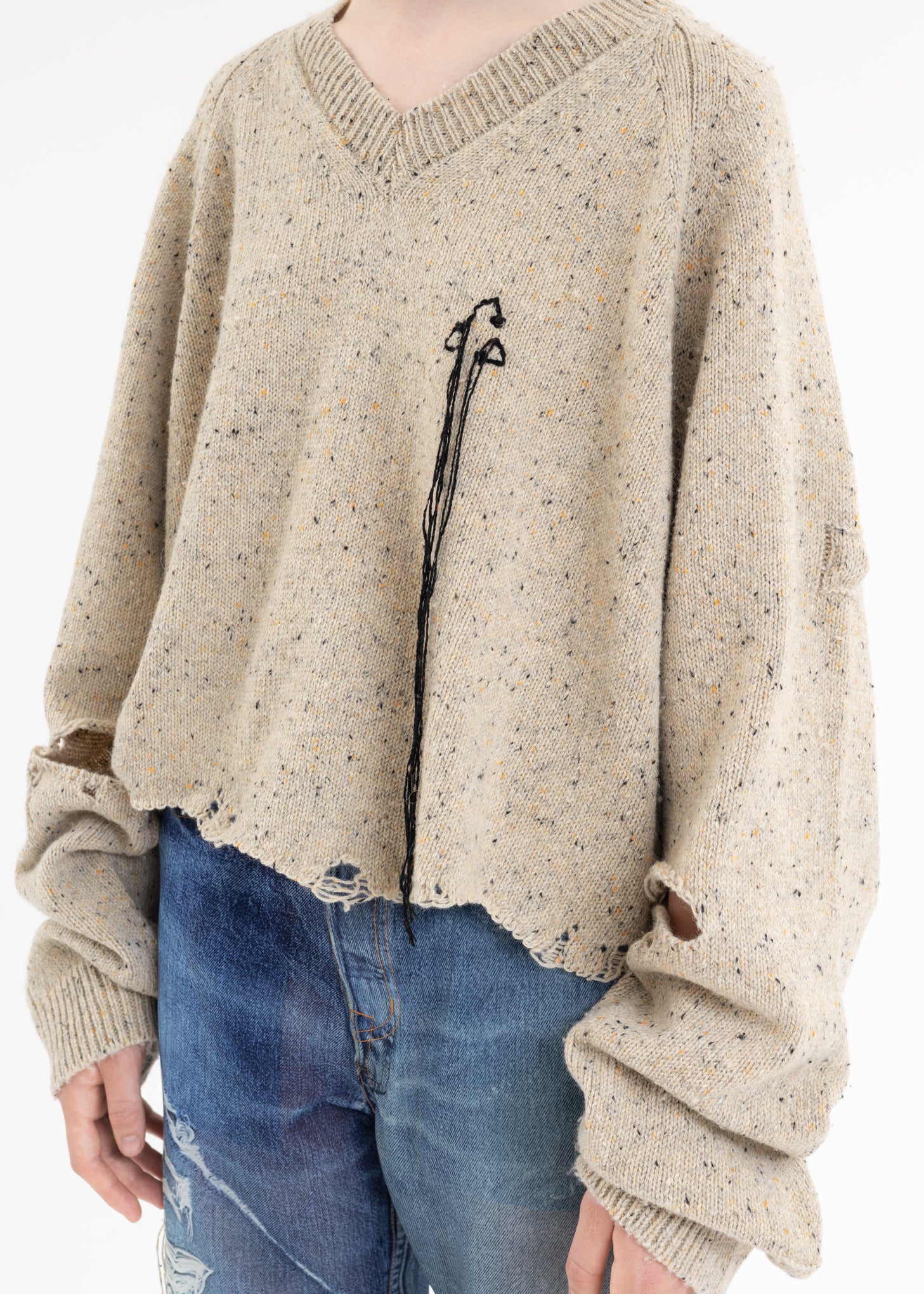 Ivory MAGNET ATTACHED KNIT PULLOVER - Image 7