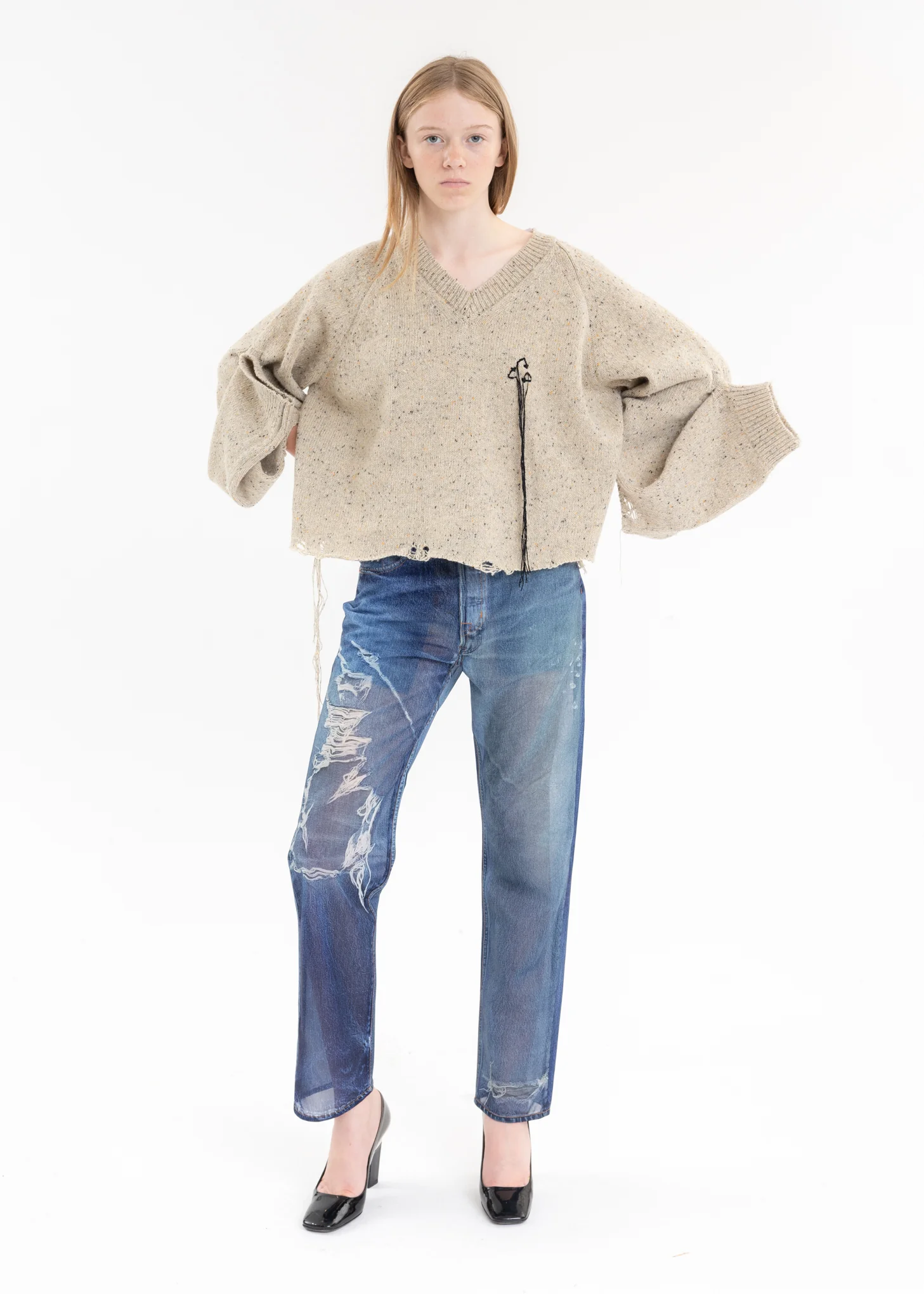 Ivory MAGNET ATTACHED KNIT PULLOVER - Image 8