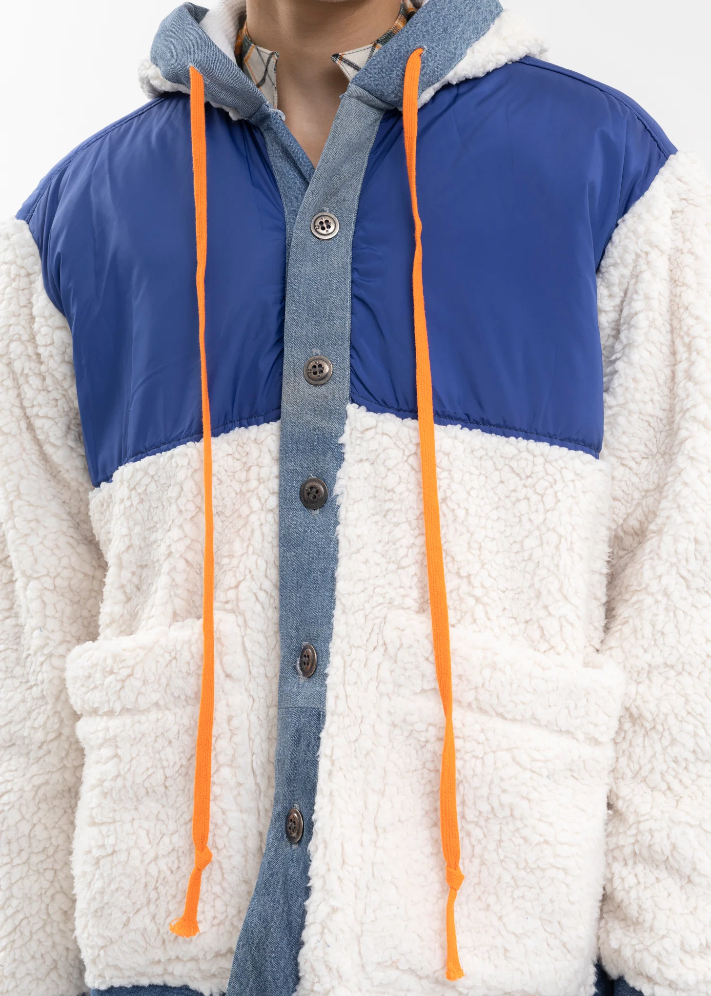 IVORY NYLON/SHERPA BOXY JACKET - Image 3