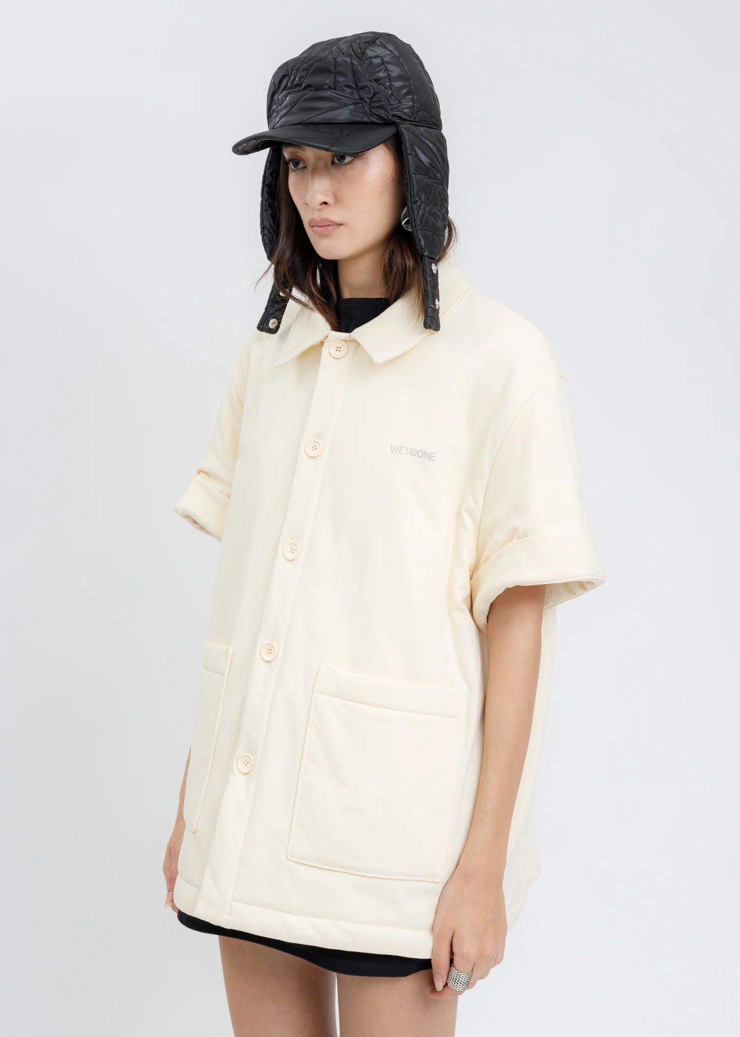 Ivory Padded Short Sleeves Shirt - Image 3