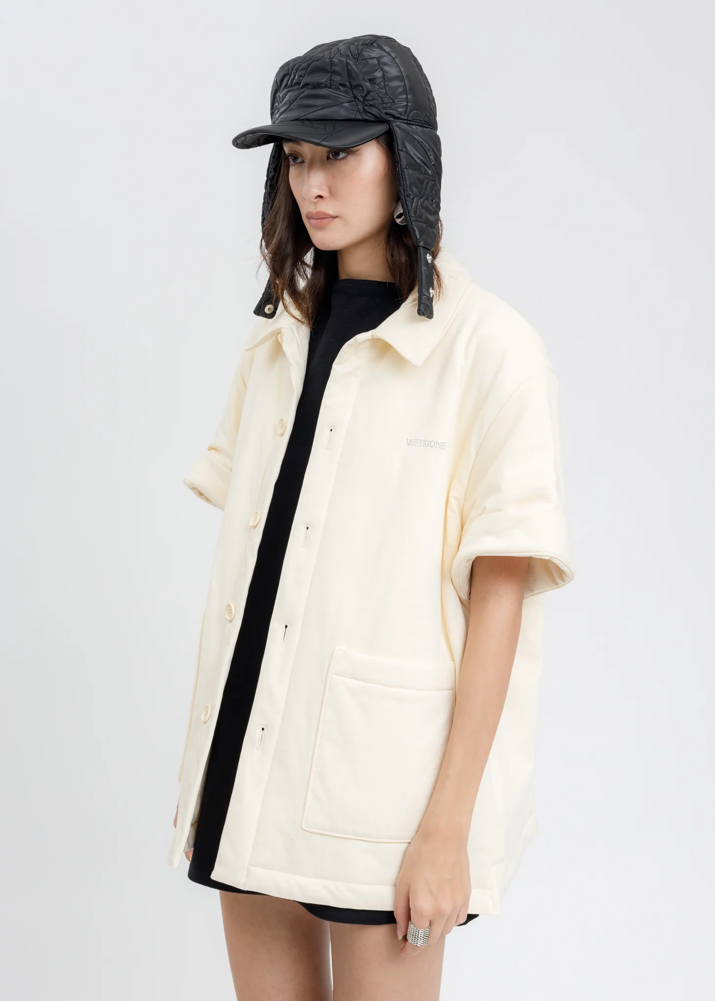 Ivory Padded Short Sleeves Shirt - Image 5