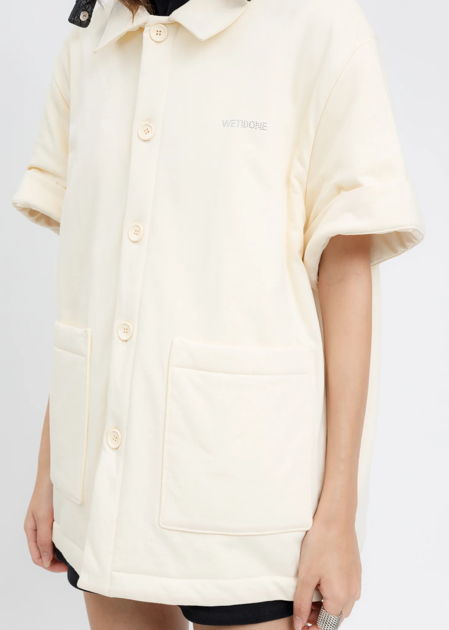 Ivory Padded Short Sleeves Shirt - Image 6