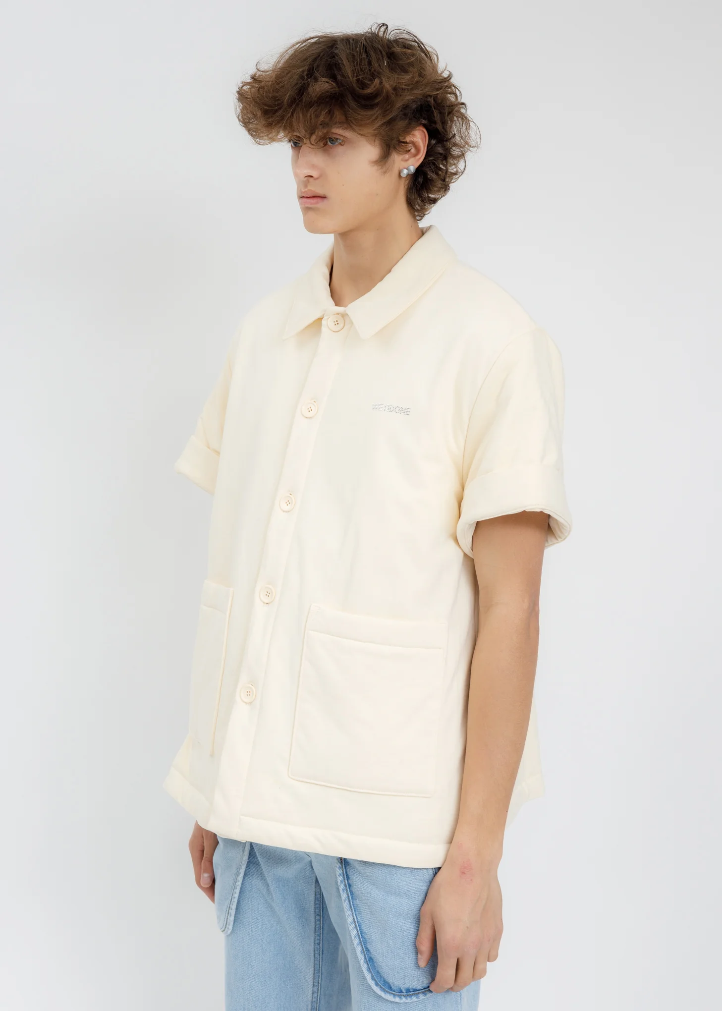 Ivory Padded Short Sleeves Shirt - Image 3