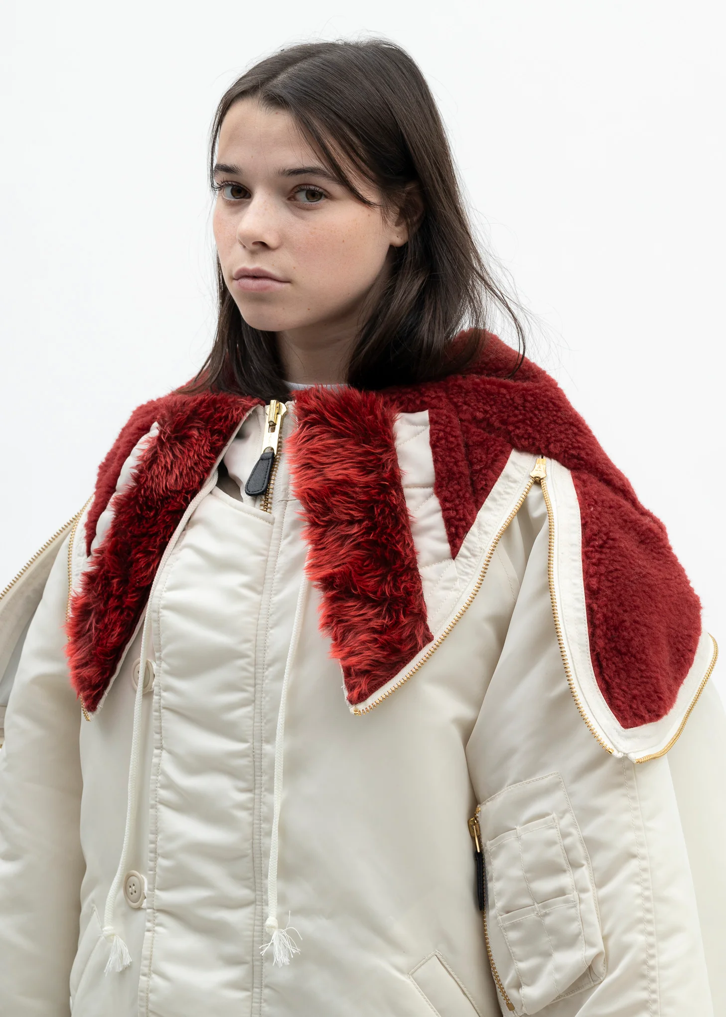 IVORY PETAL MOUTH HOOD BOMBER JACKET - Image 2